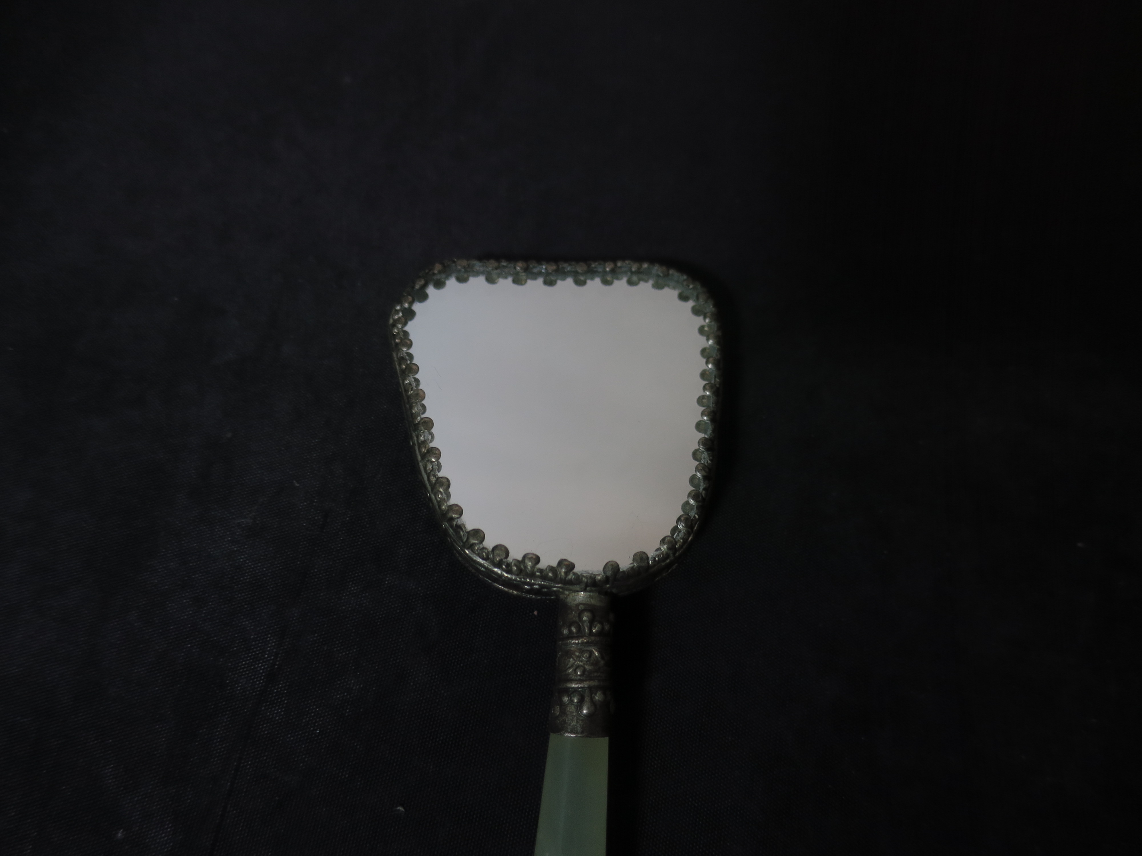Victorian Mirror Japanese Porcelain Onyx Handle