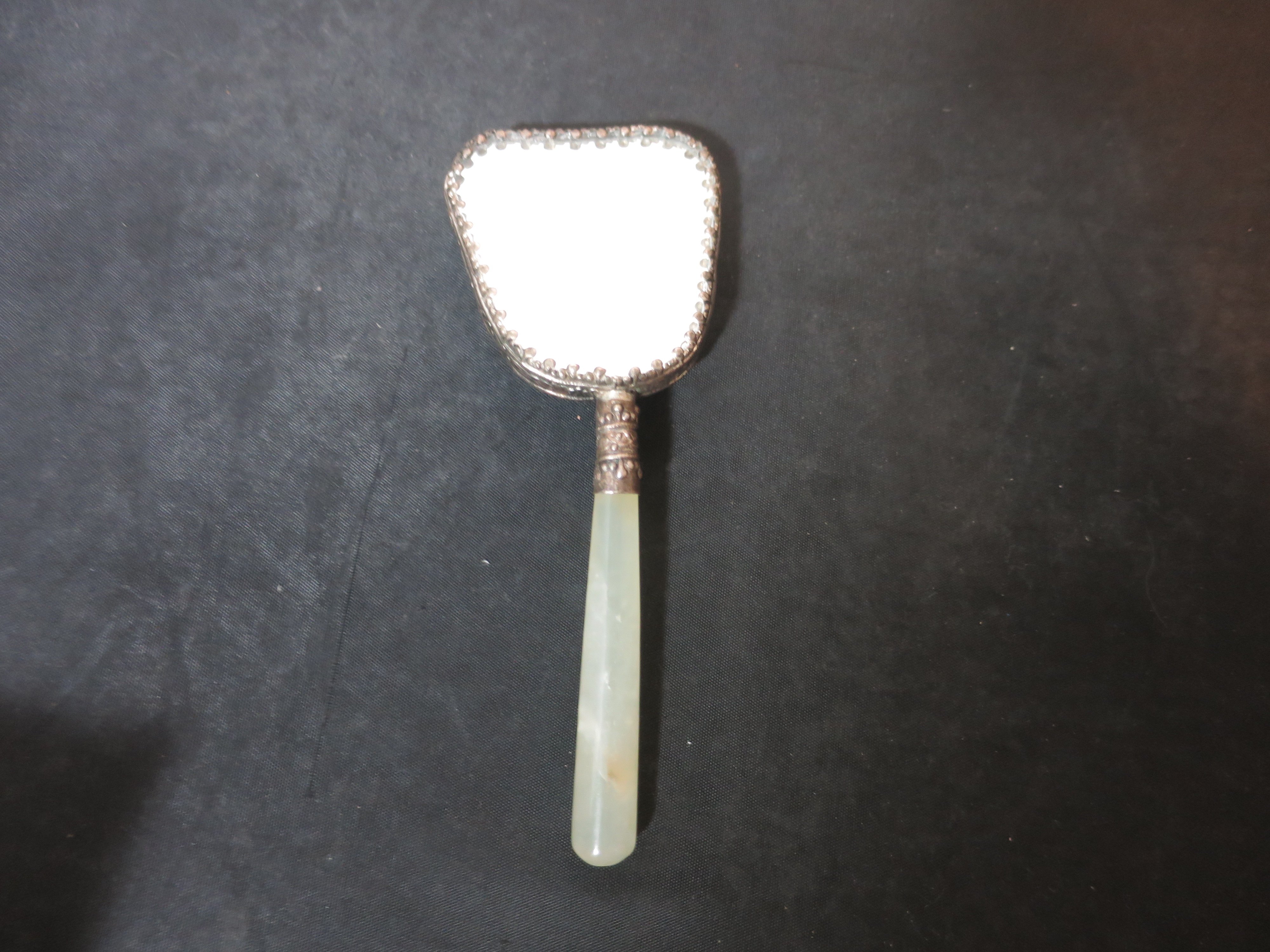Victorian Mirror Japanese Porcelain Onyx Handle