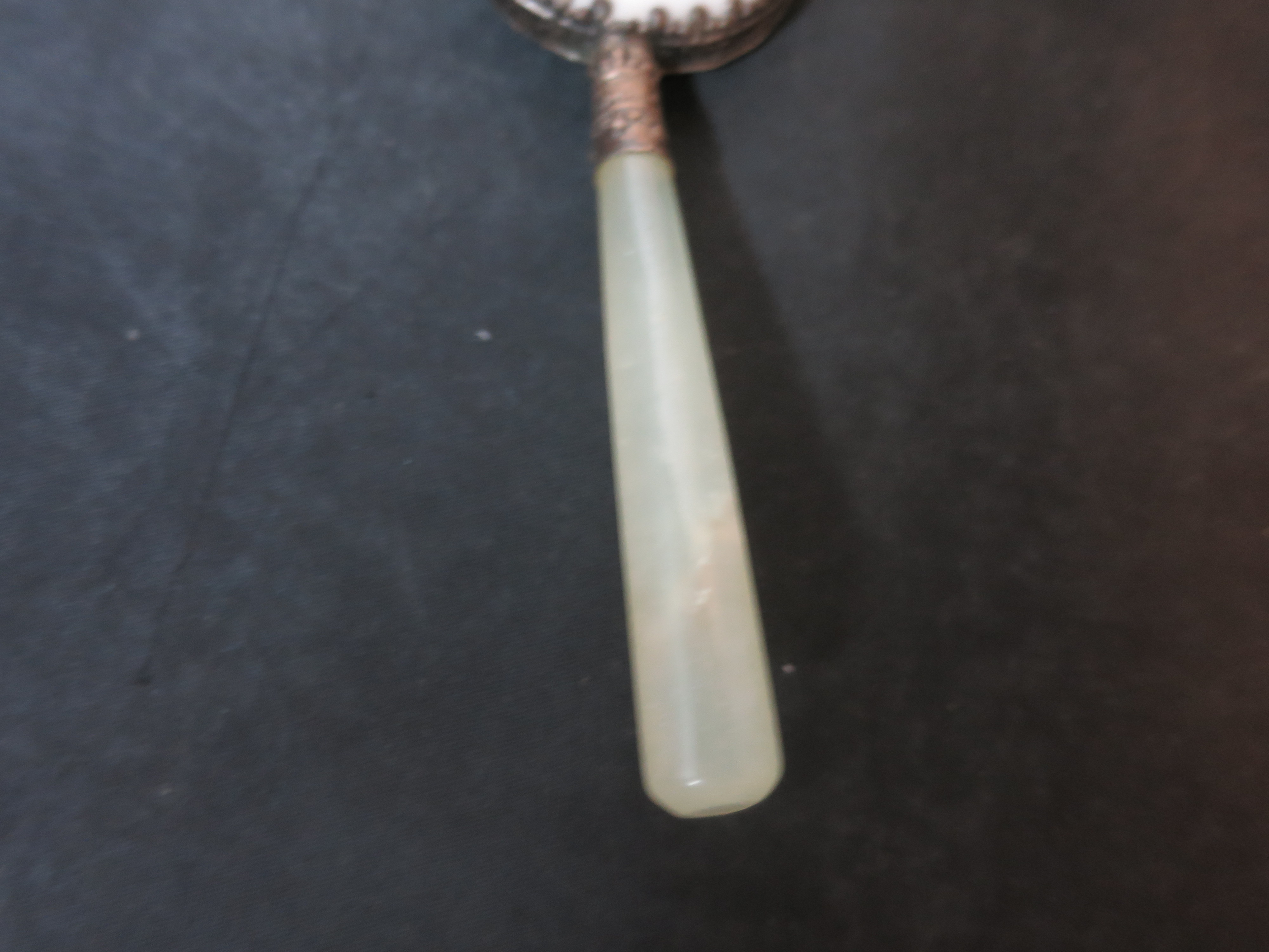 Victorian Mirror Japanese Porcelain Onyx Handle
