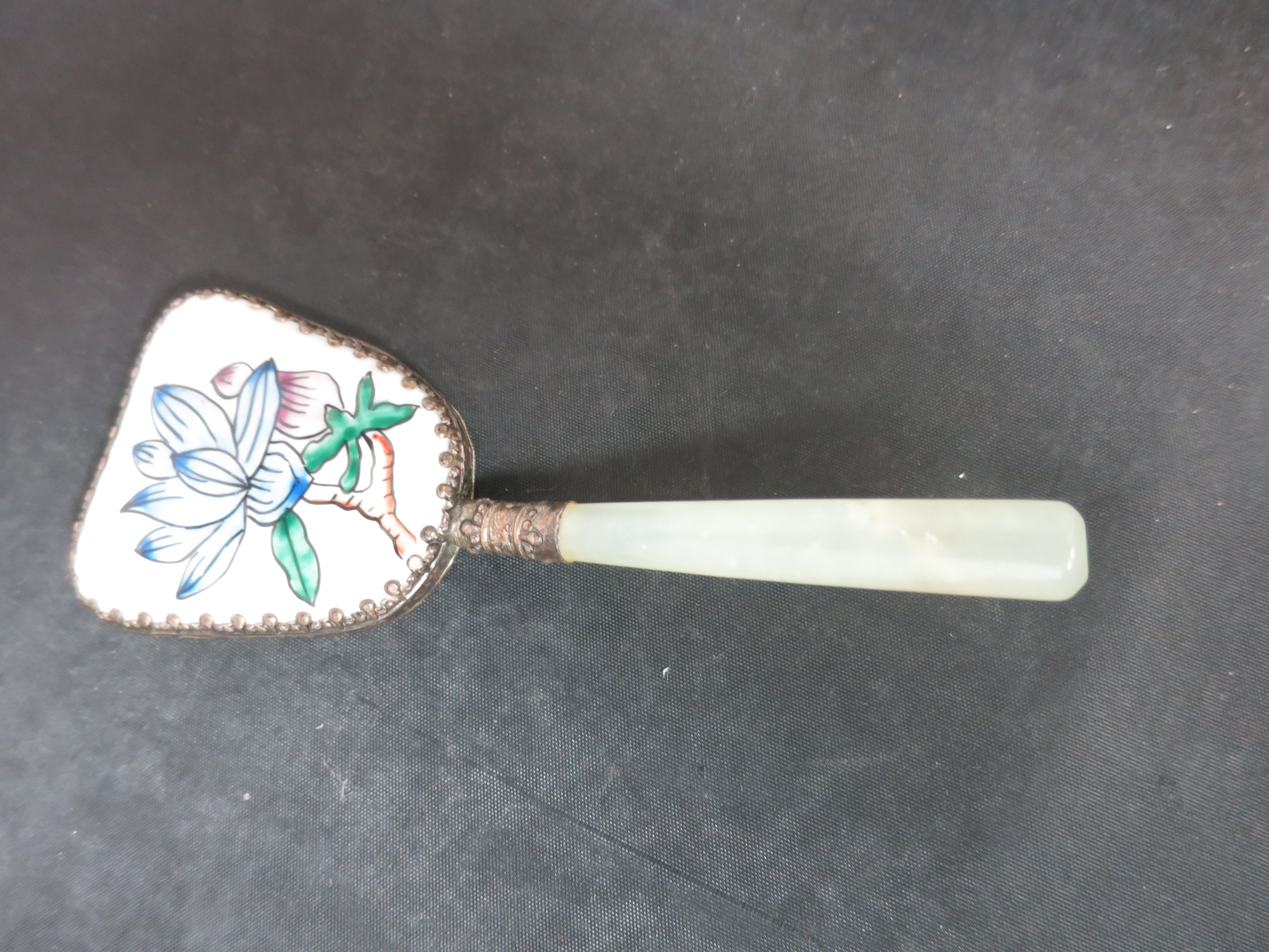 Victorian Mirror Japanese Porcelain Onyx Handle