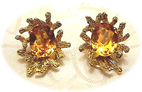 Earrings 14K Gold and 4ct Golden Citrine Clips