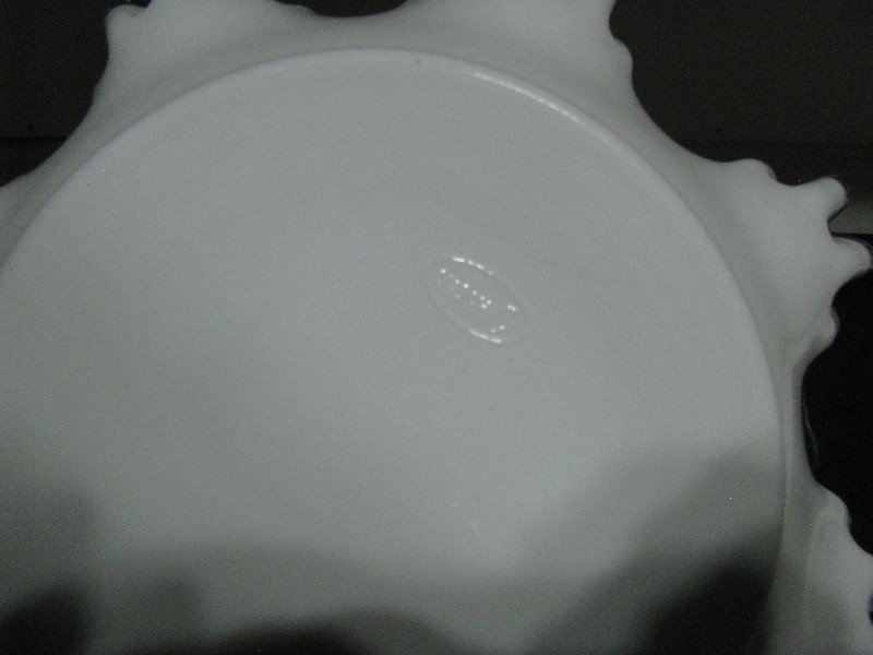 Vintage Fenton Silver Crest Milk Glass Basket with Clear Applied Handle
