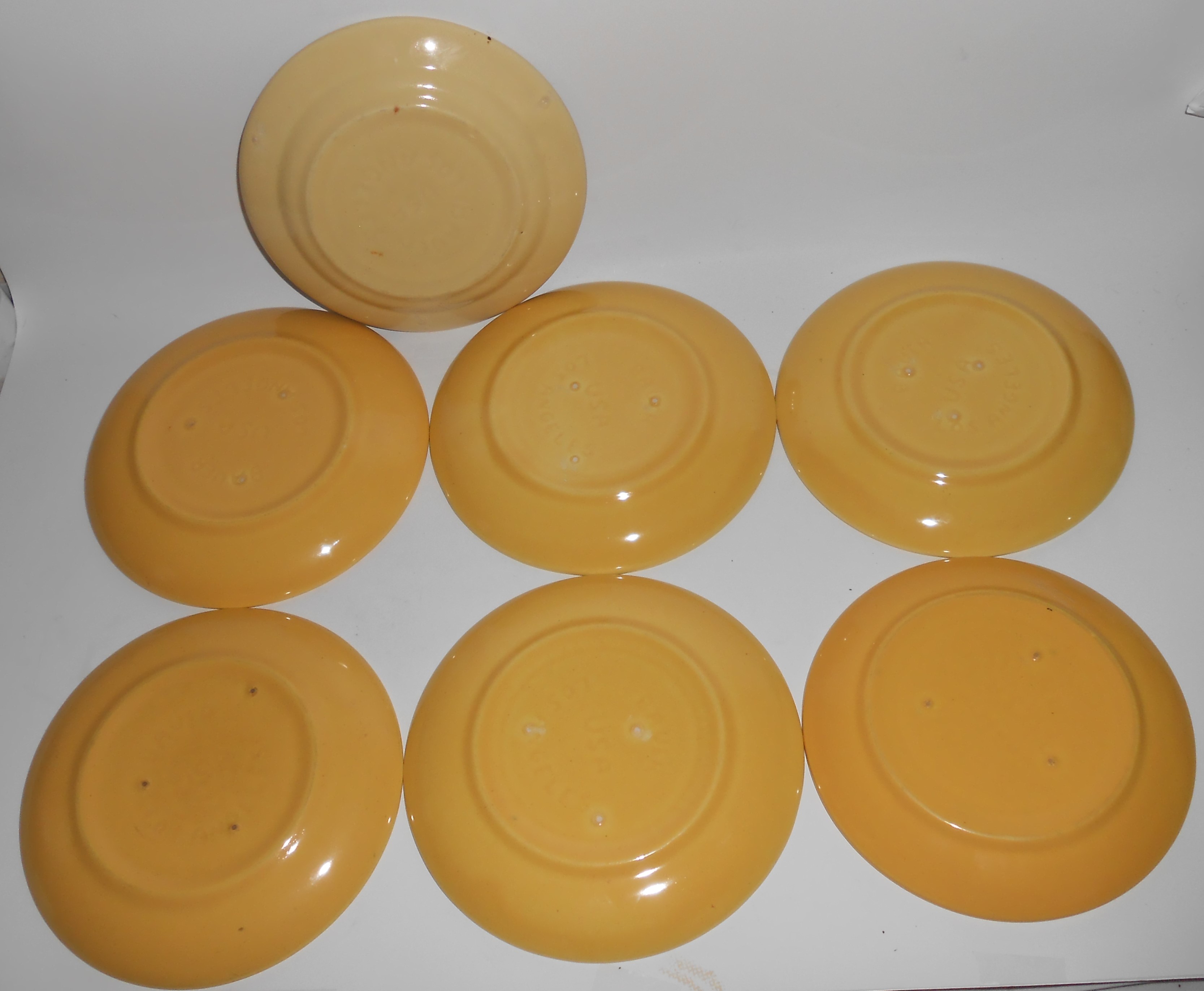 Bauer Pottery Monterey Moderne Yellow Set/7 Saucers