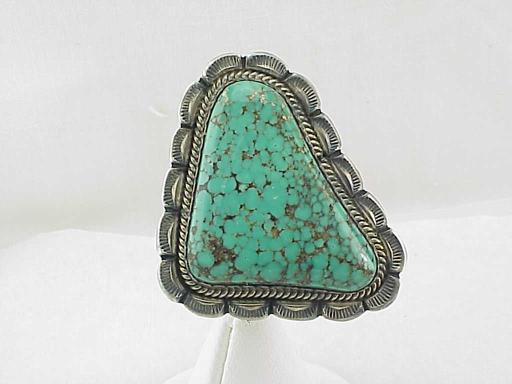 Old Pawn Native American Turquoise Sterling Silver Pendant Signed D