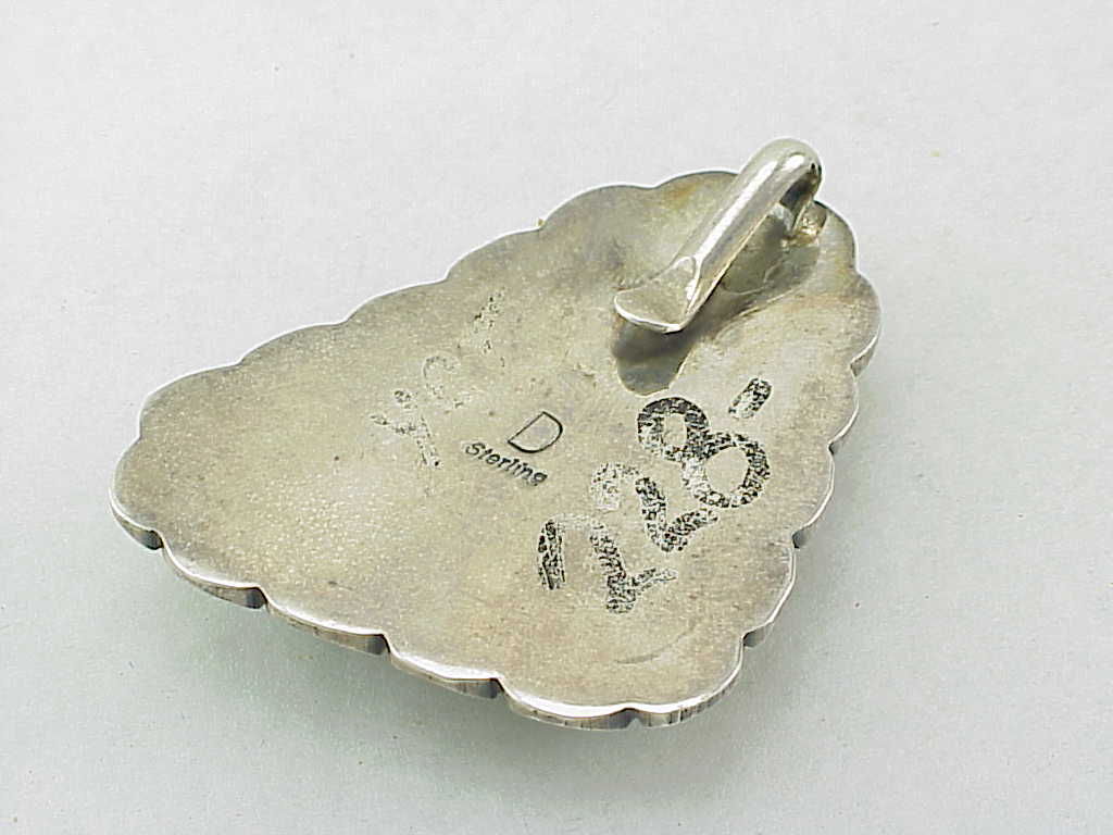 Old Pawn Native American Turquoise Sterling Silver Pendant Signed D
