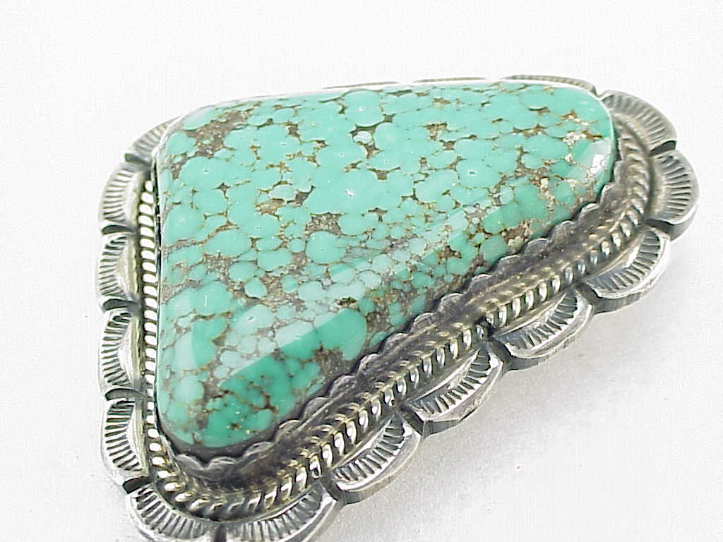 Old Pawn Native American Turquoise Sterling Silver Pendant Signed D