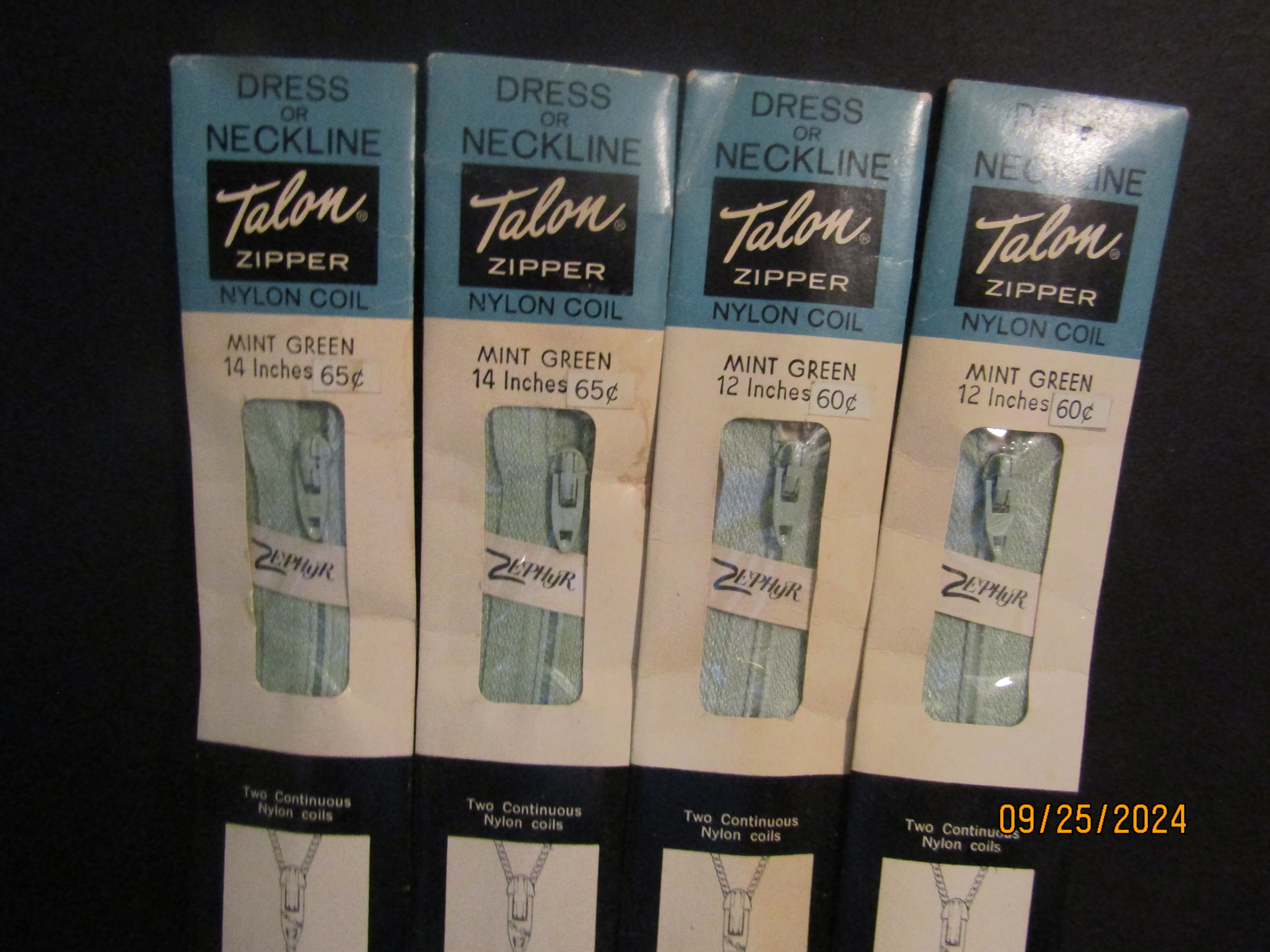 Vintage Talon Mint Green Dress or Neckline Zippers