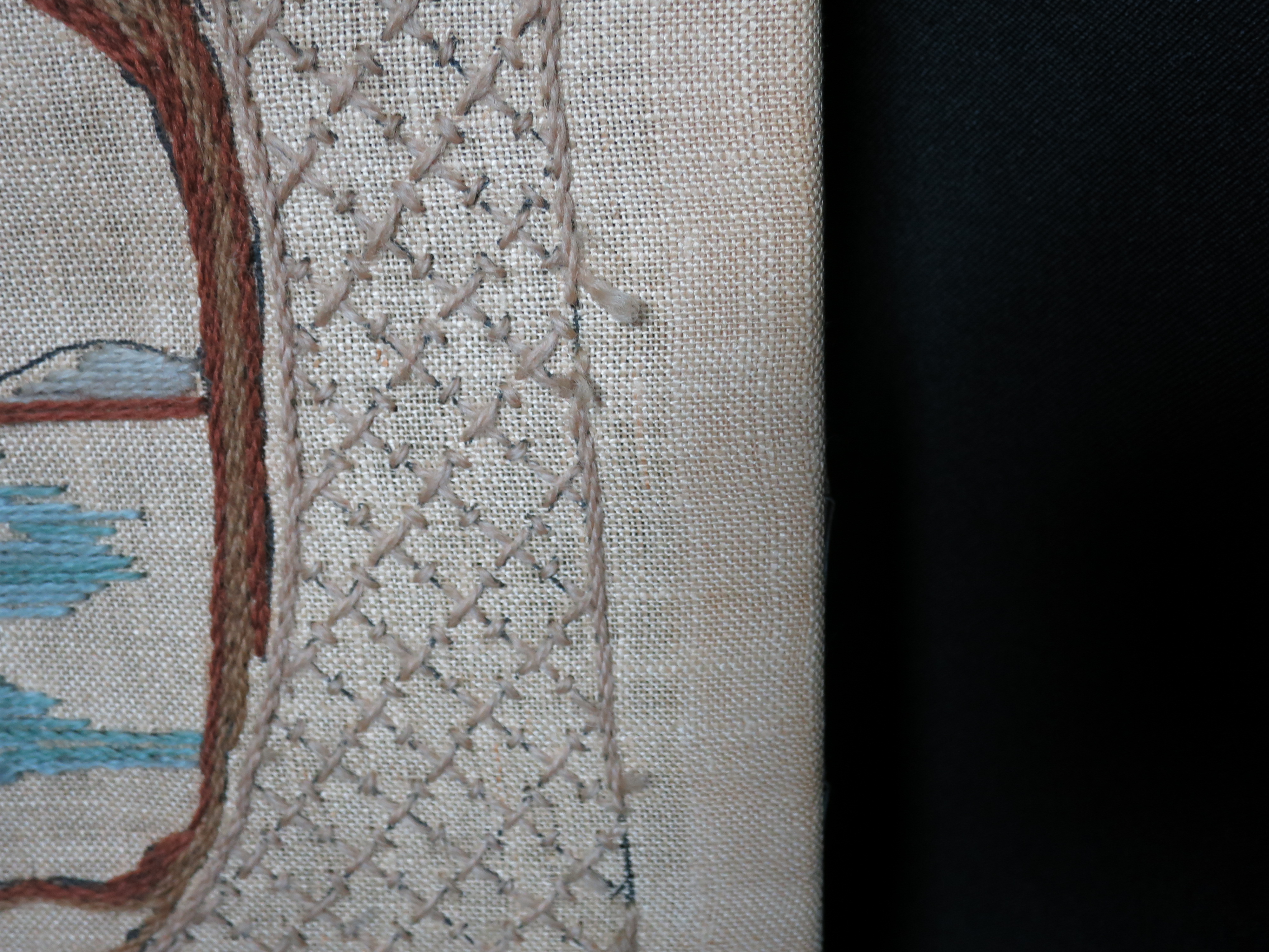 Japanese Crewel Embroidered On Linen
