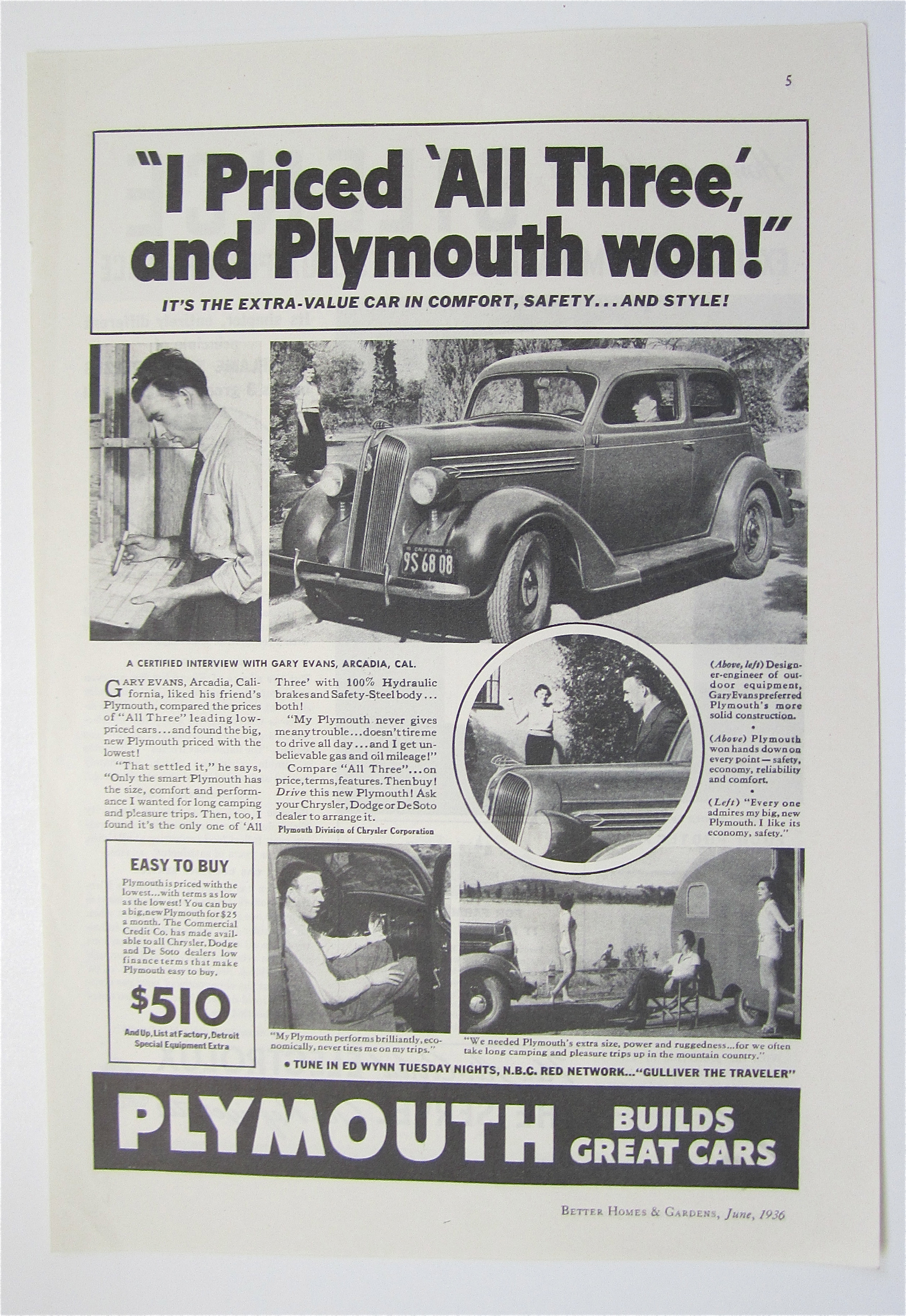 1936 Plymouth with Man Sitting in the Car