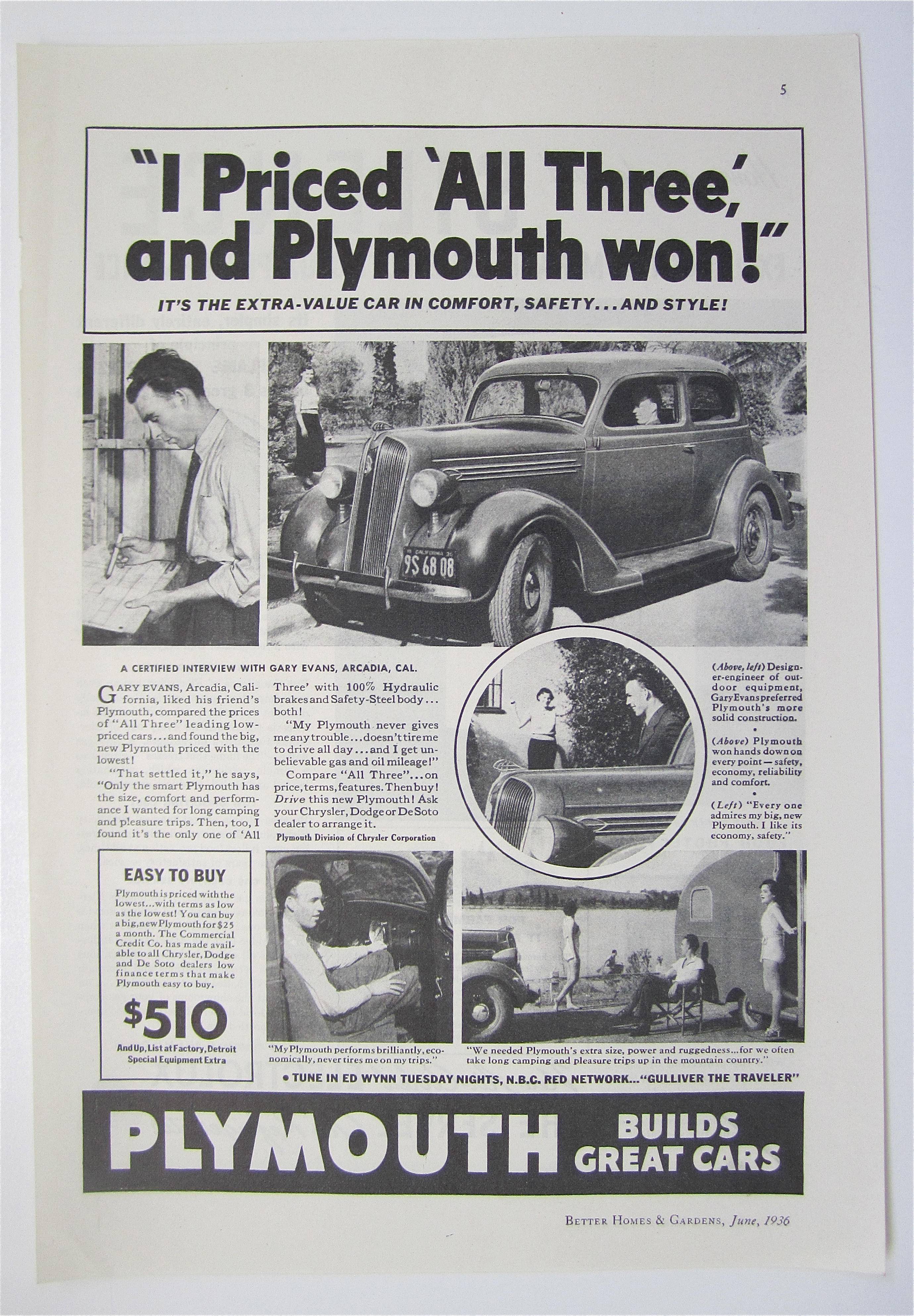 1936 Plymouth with Man Sitting in the Car