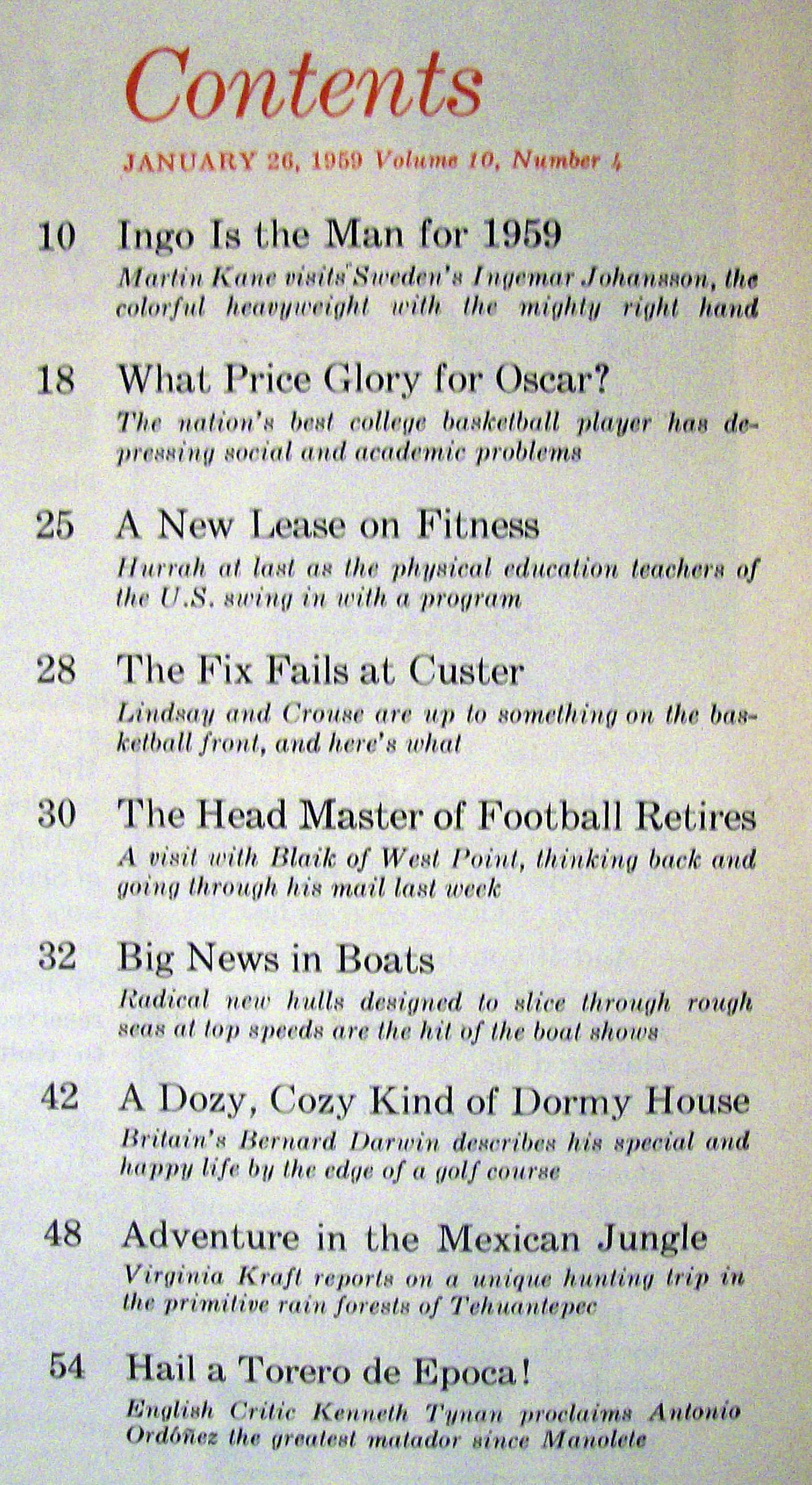 Sports Illustrated - January 26, 1959 - Winter Racing