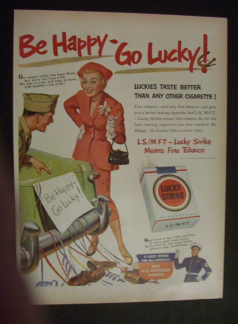 1951 Dual Ad: Lucky Strike & Sunkist Orange Juice