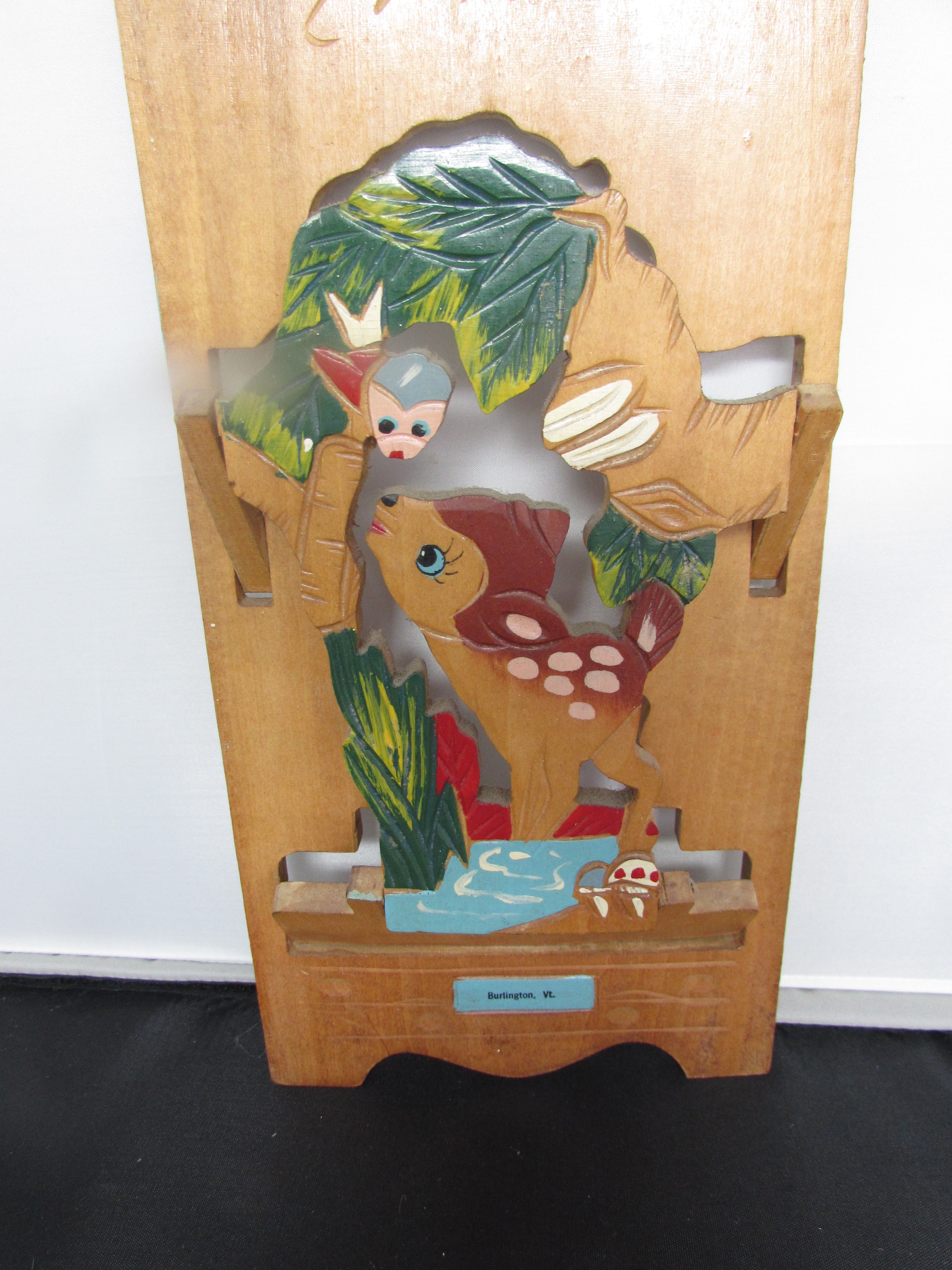 Wood Scroll Cut Bambi Mail Holder Burlington Vermont