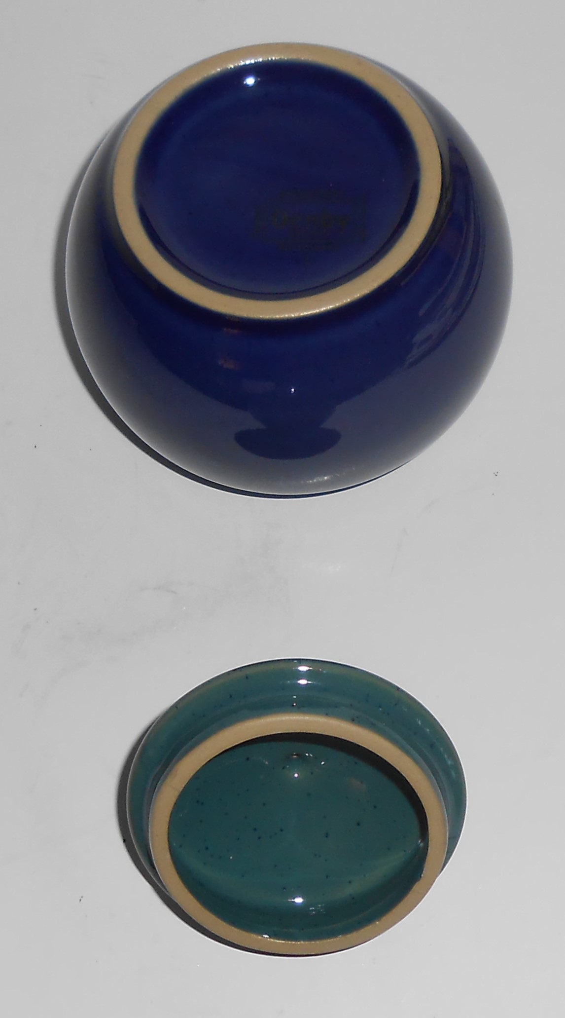 Denby Pottery Stoneware Harlequin Blue/Red/Green Sugar
