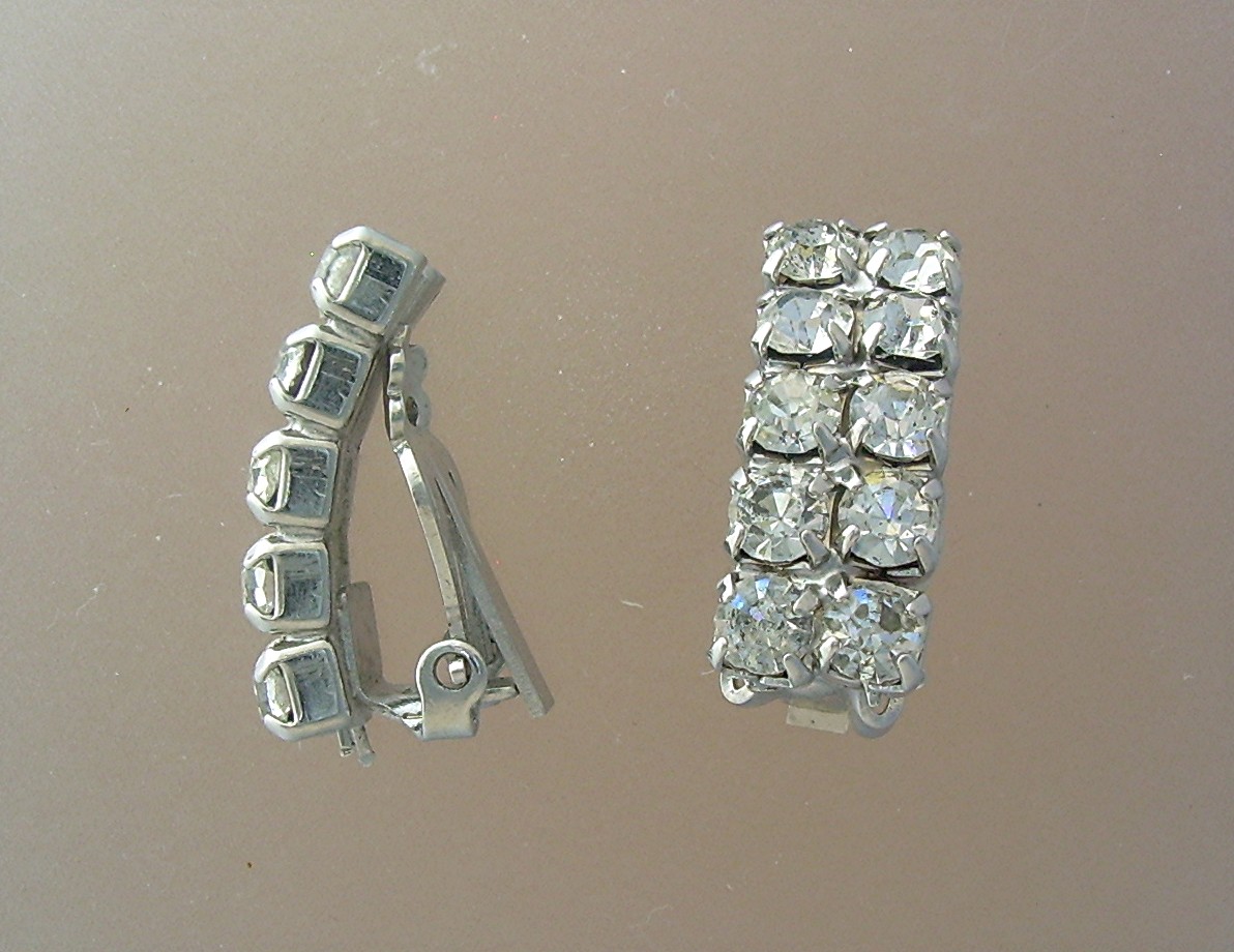 Sparkling Rhinestone Encrusted Clip Earrings