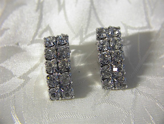 Sparkling Rhinestone Encrusted Clip Earrings