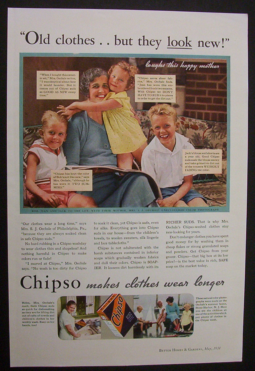 1934 Chipso Quick Suds with Woman & Her Children