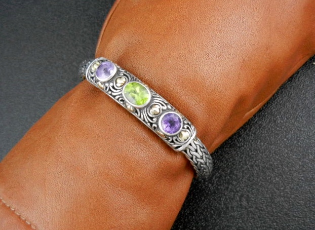 Samuel Benham 18K Gold Sterling Silver Amethyst Peridot