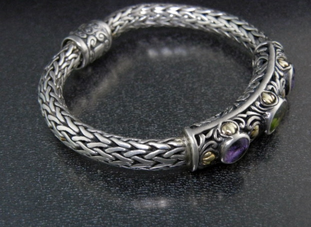 Samuel Benham 18K Gold Sterling Silver Amethyst Peridot