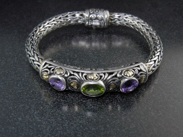 Samuel Benham 18K Gold Sterling Silver Amethyst Peridot