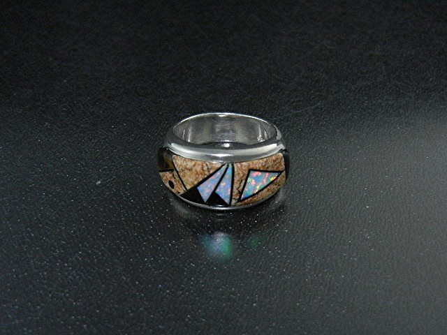 Native American Sterling Silver Calvin Begay Opal Jaspe