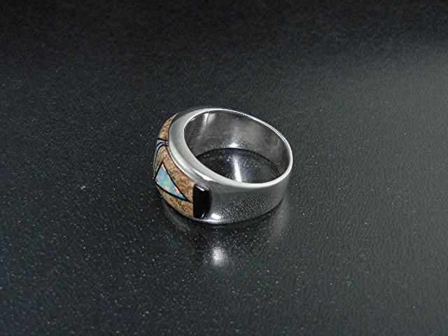 Native American Sterling Silver Calvin Begay Opal Jaspe