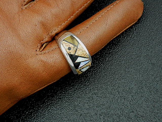 Native American Sterling Silver Calvin Begay Opal Jaspe