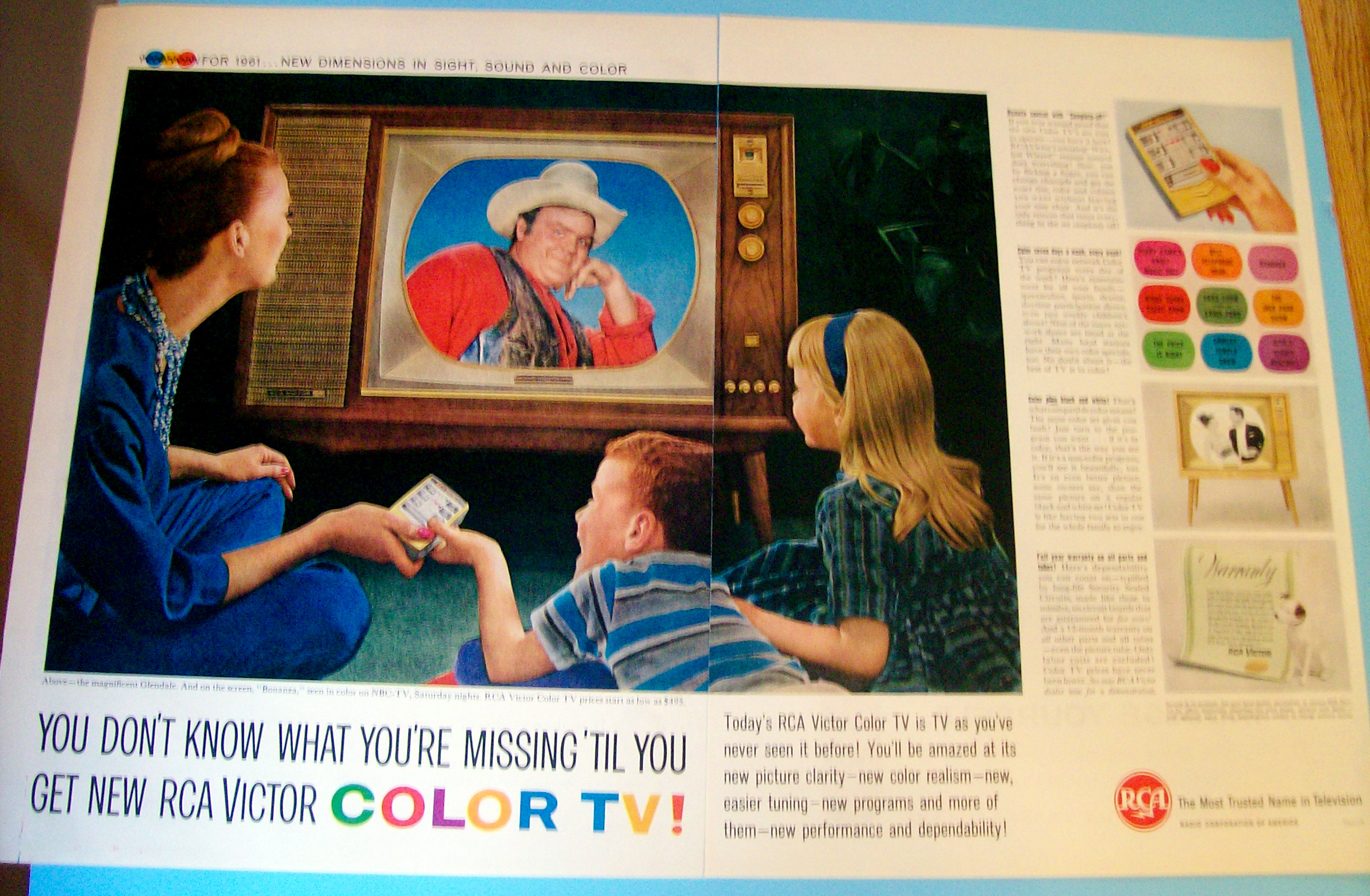 Vintage Ad: 1960 RCA Victor Color TV w/ Dan Blocker