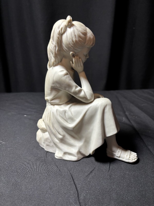 Andrea by Sadek Porcelain Girl Sitting on Rock Figurine #6633 Japan 7.5”
