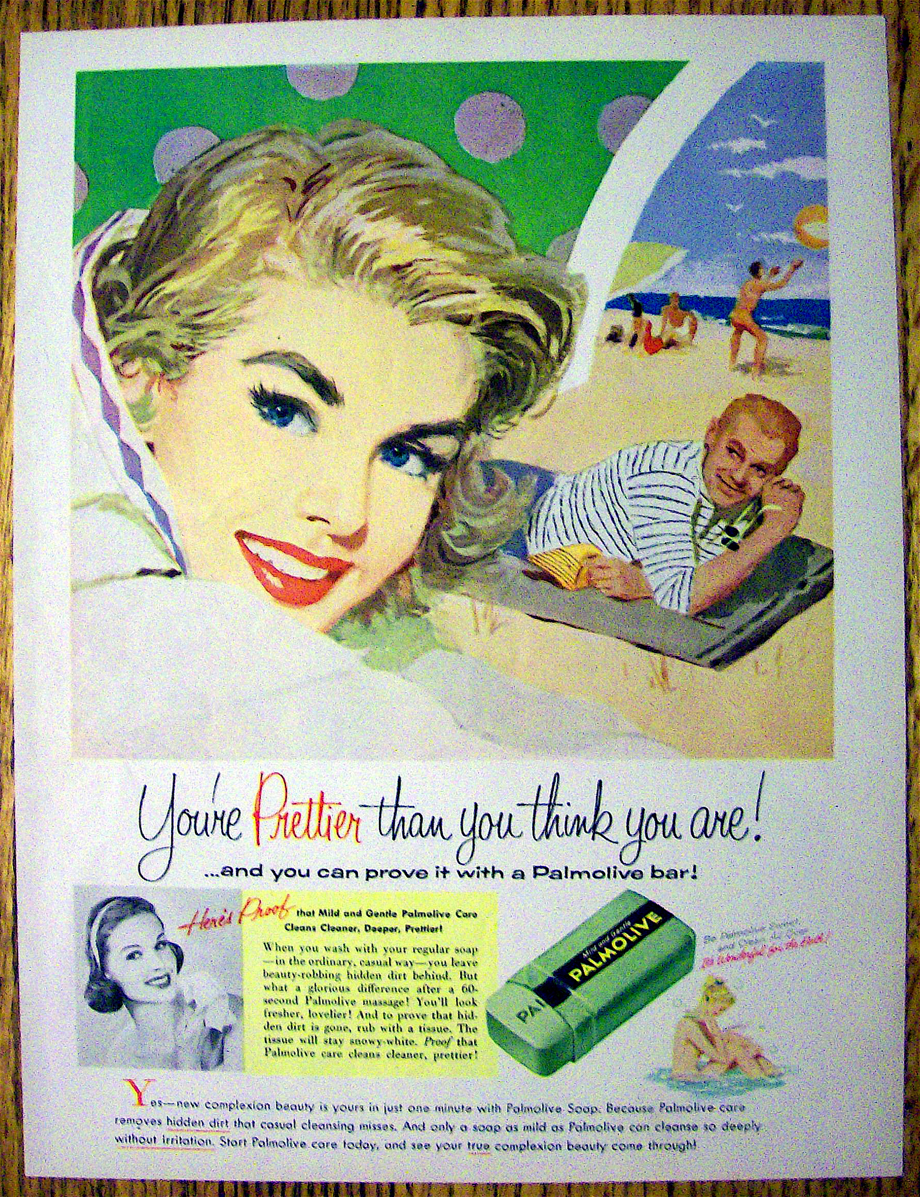 1957 Palmolive Soap w/Man Laying on the Beach