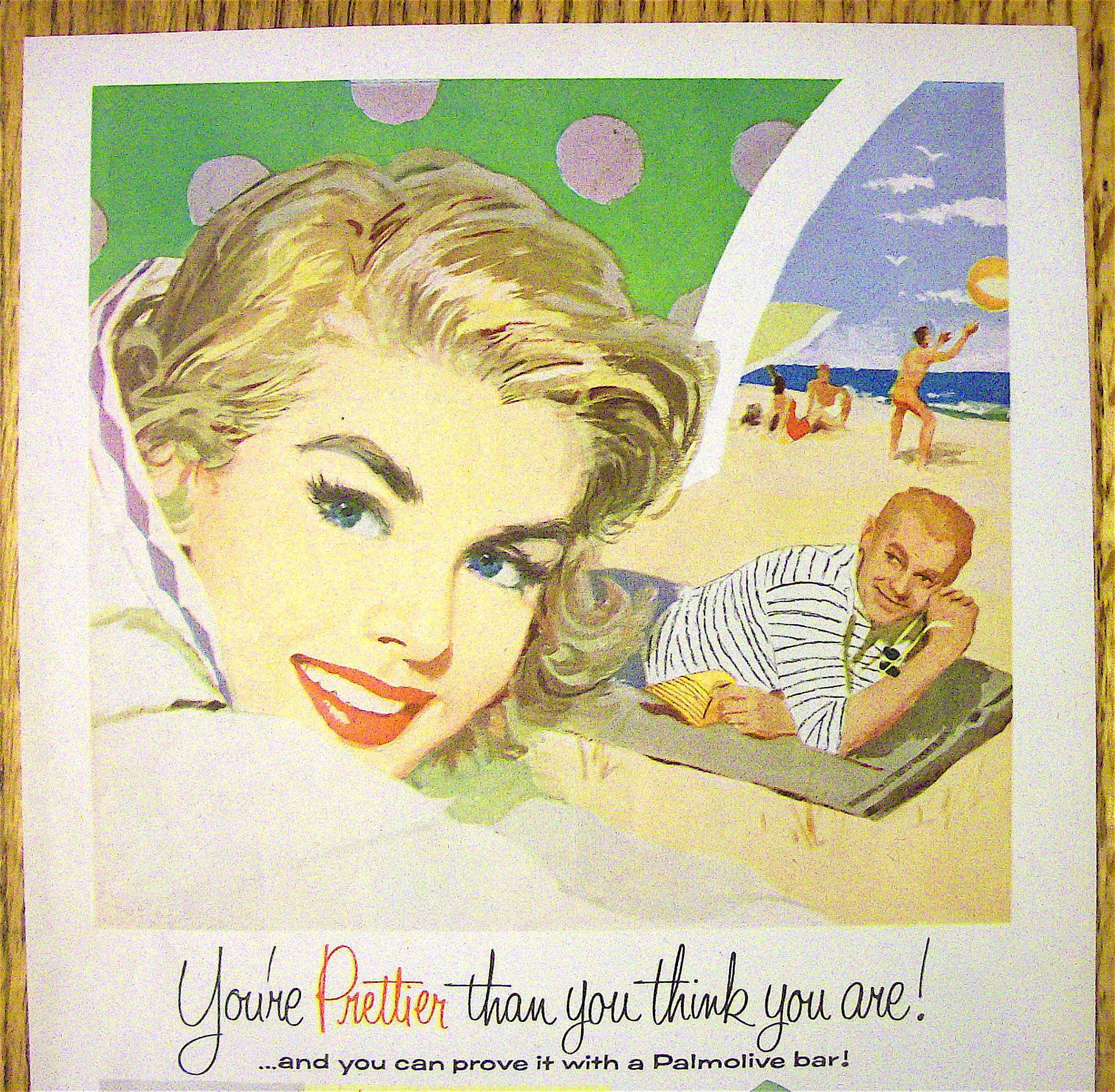 1957 Palmolive Soap w/Man Laying on the Beach