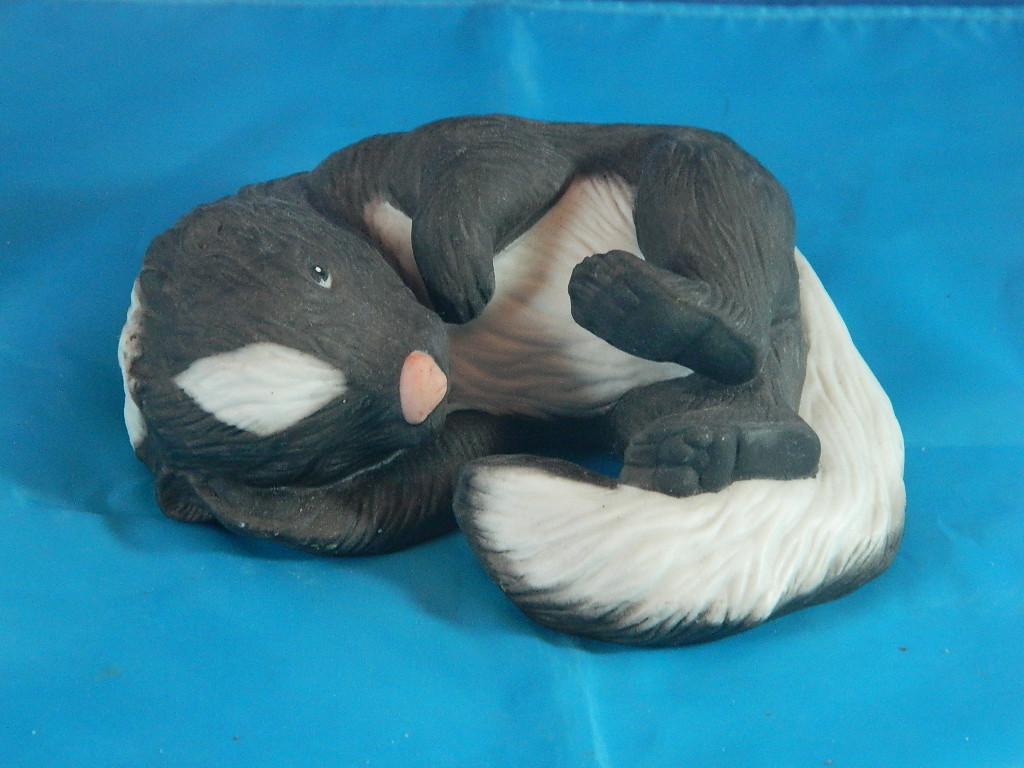 River Shore Porcelain Snuggle Babies Skunk Sleeping