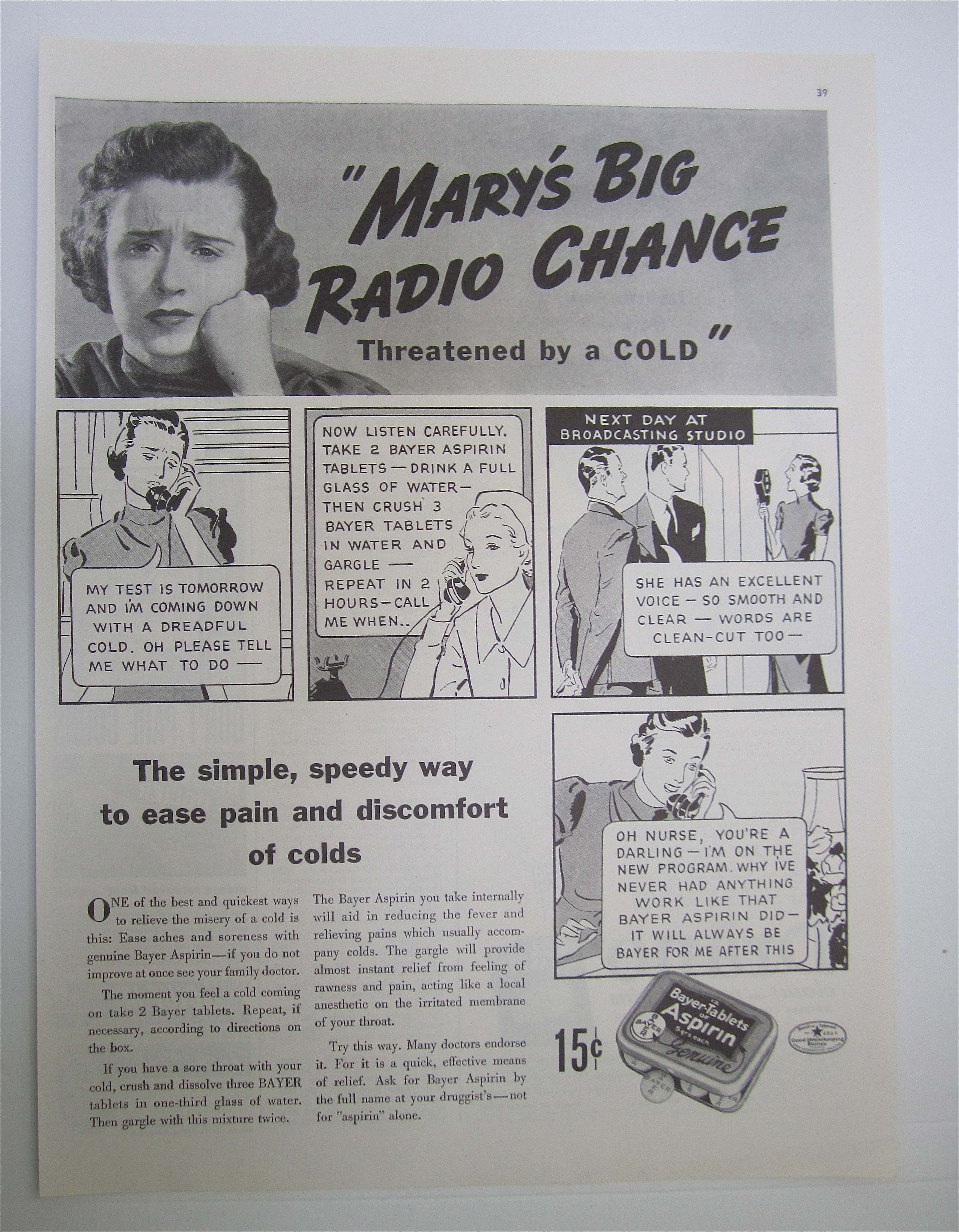 1937 Bayer Aspirin with Mary's Big Radio Chance