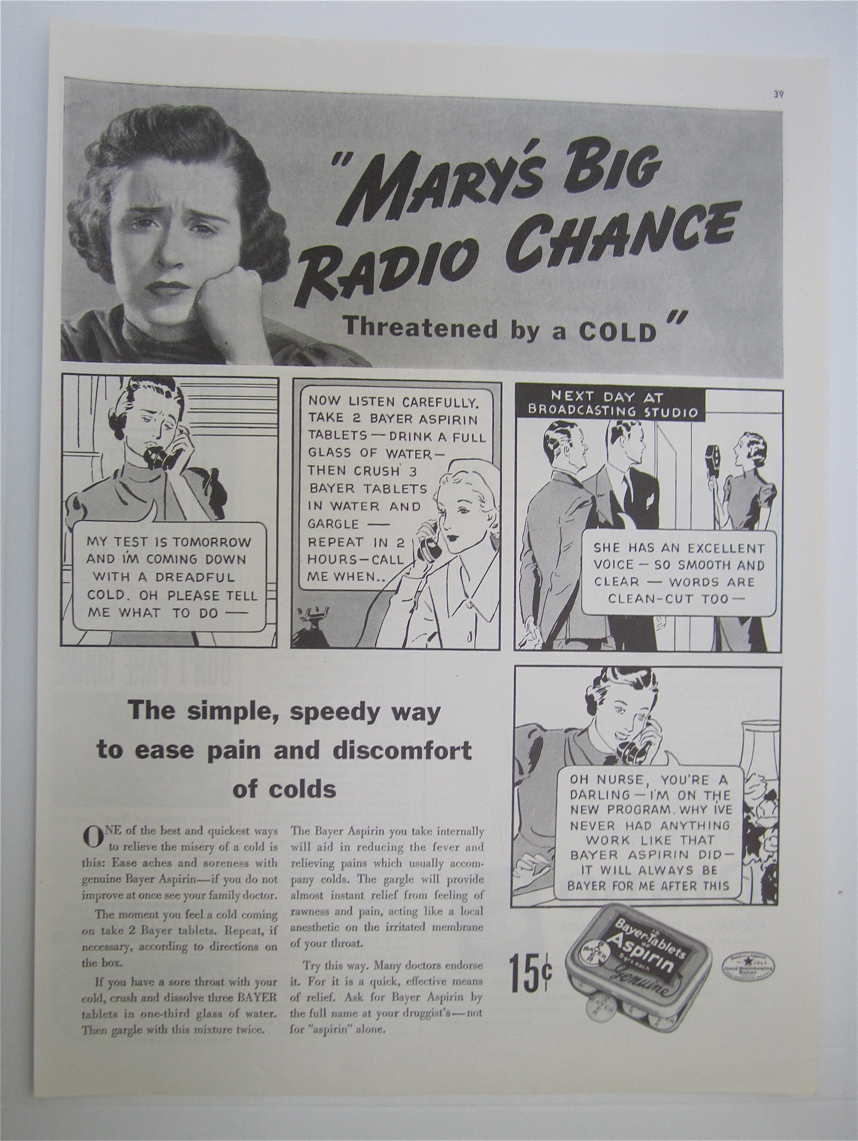 1937 Bayer Aspirin with Mary's Big Radio Chance