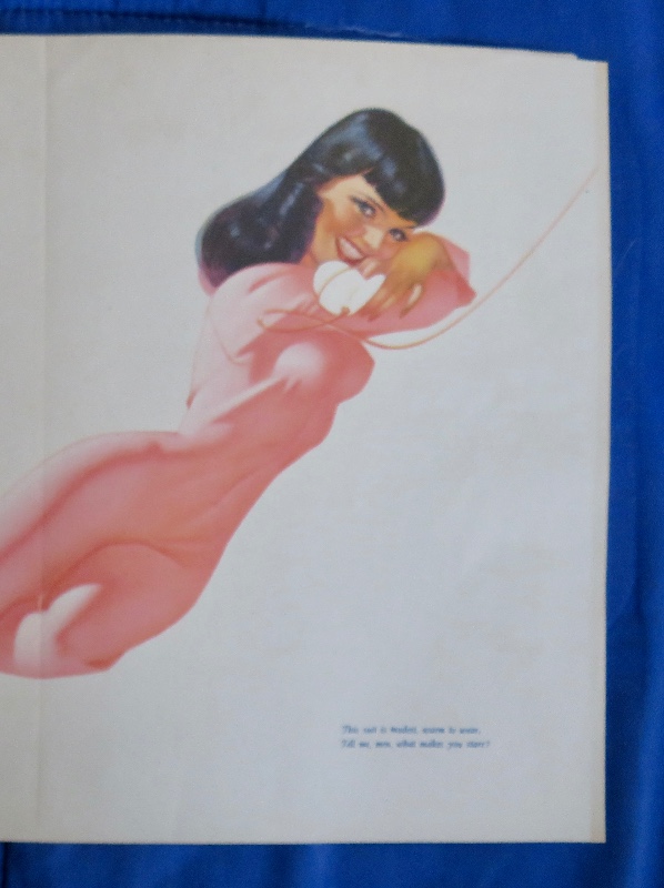 Original 1947 Sexy Pin Up Girl Woman Wearing Pink One Piece Pajamas While Talking On The Telephone By George Petty