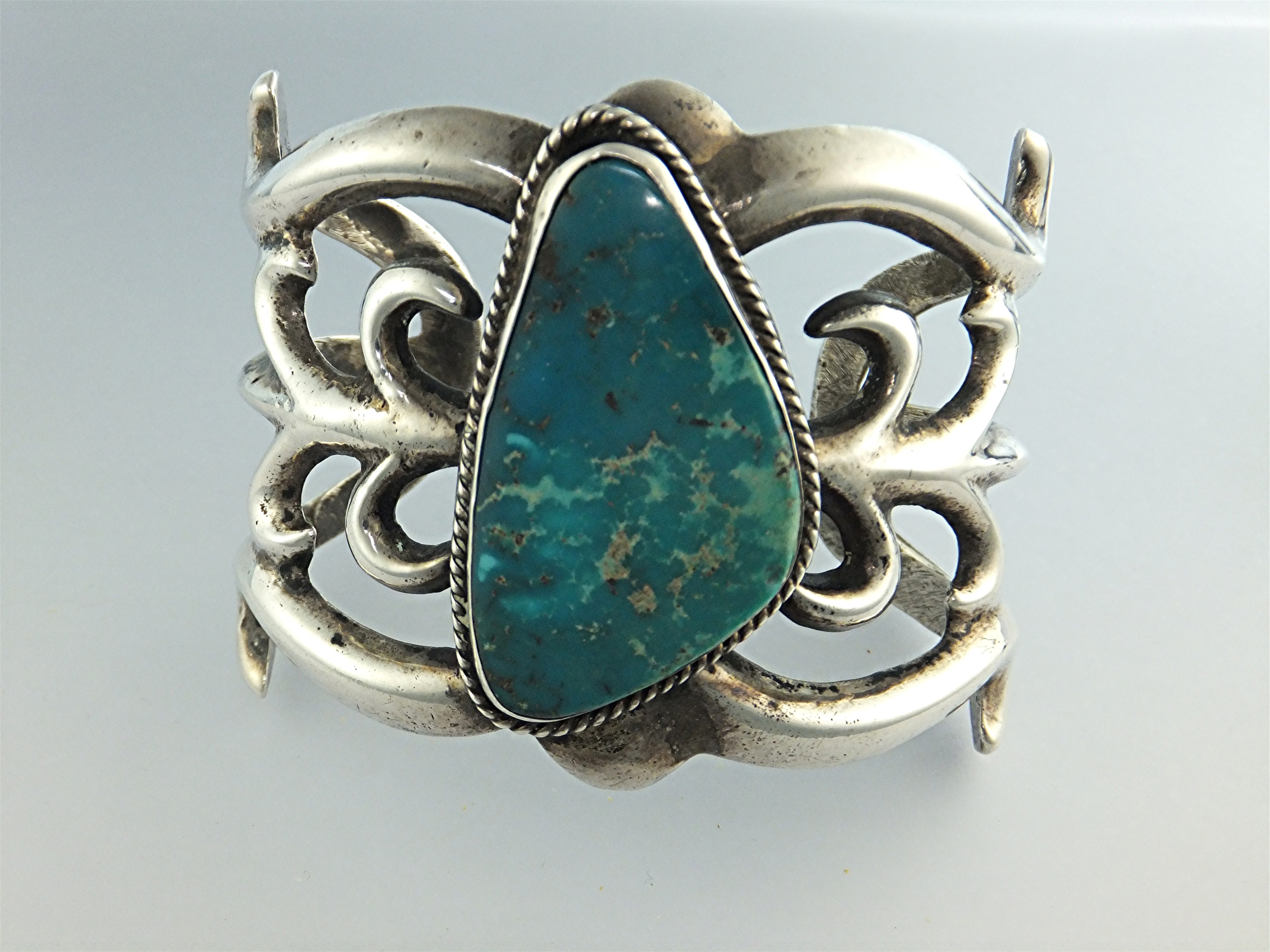 Navajo Sterling Silver Sand Cast Turquoise 116 Grams