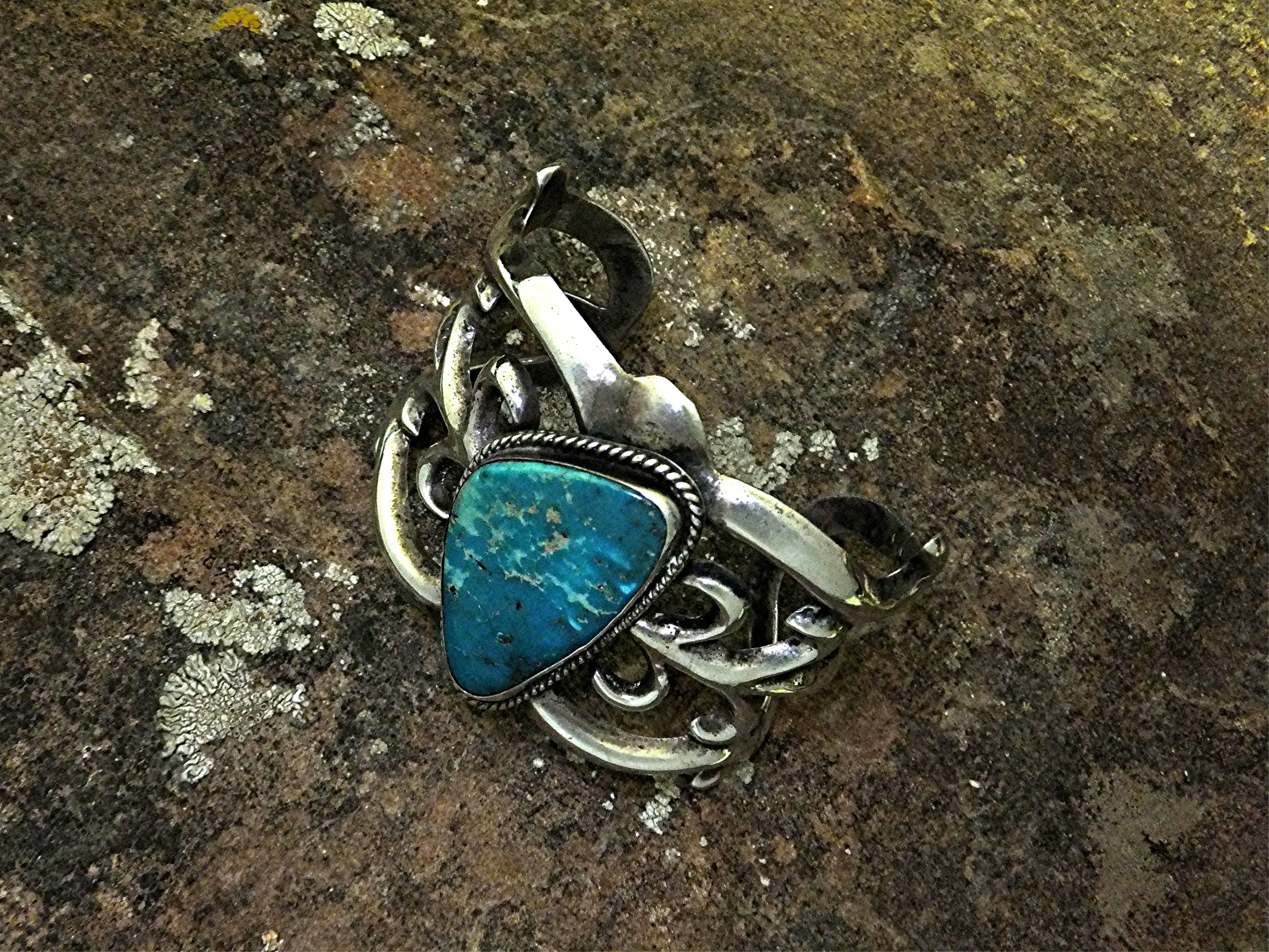 Navajo Sterling Silver Sand Cast Turquoise 116 Grams