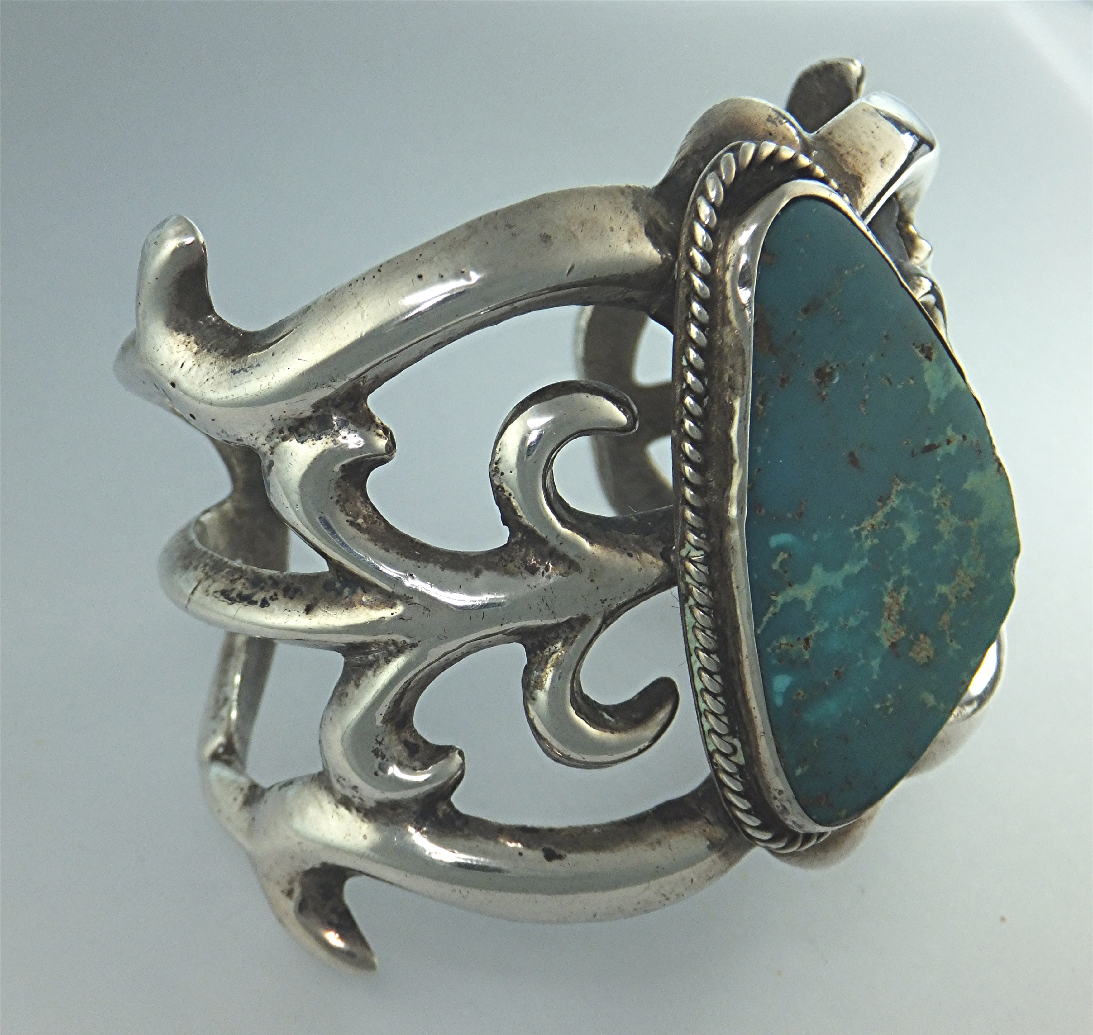 Navajo Sterling Silver Sand Cast Turquoise 116 Grams