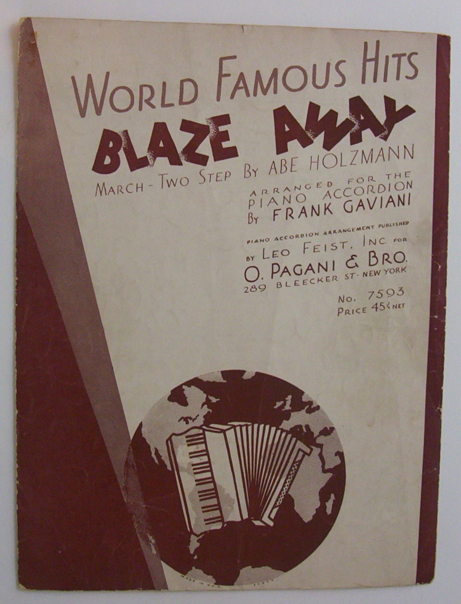 Sheet Music For 1935 Blaze Away