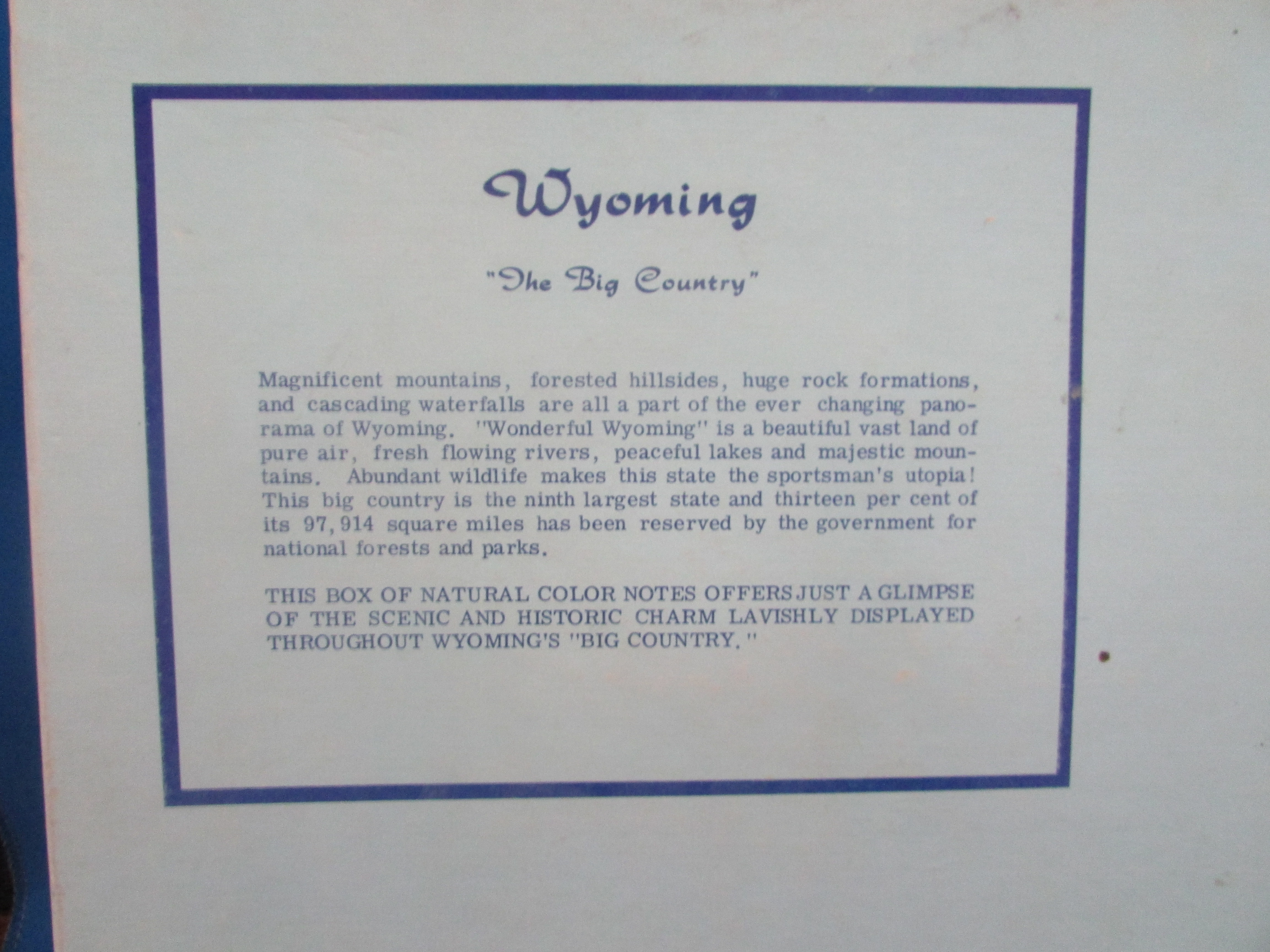 Wyoming "The Big Country" Notes and Envelopes