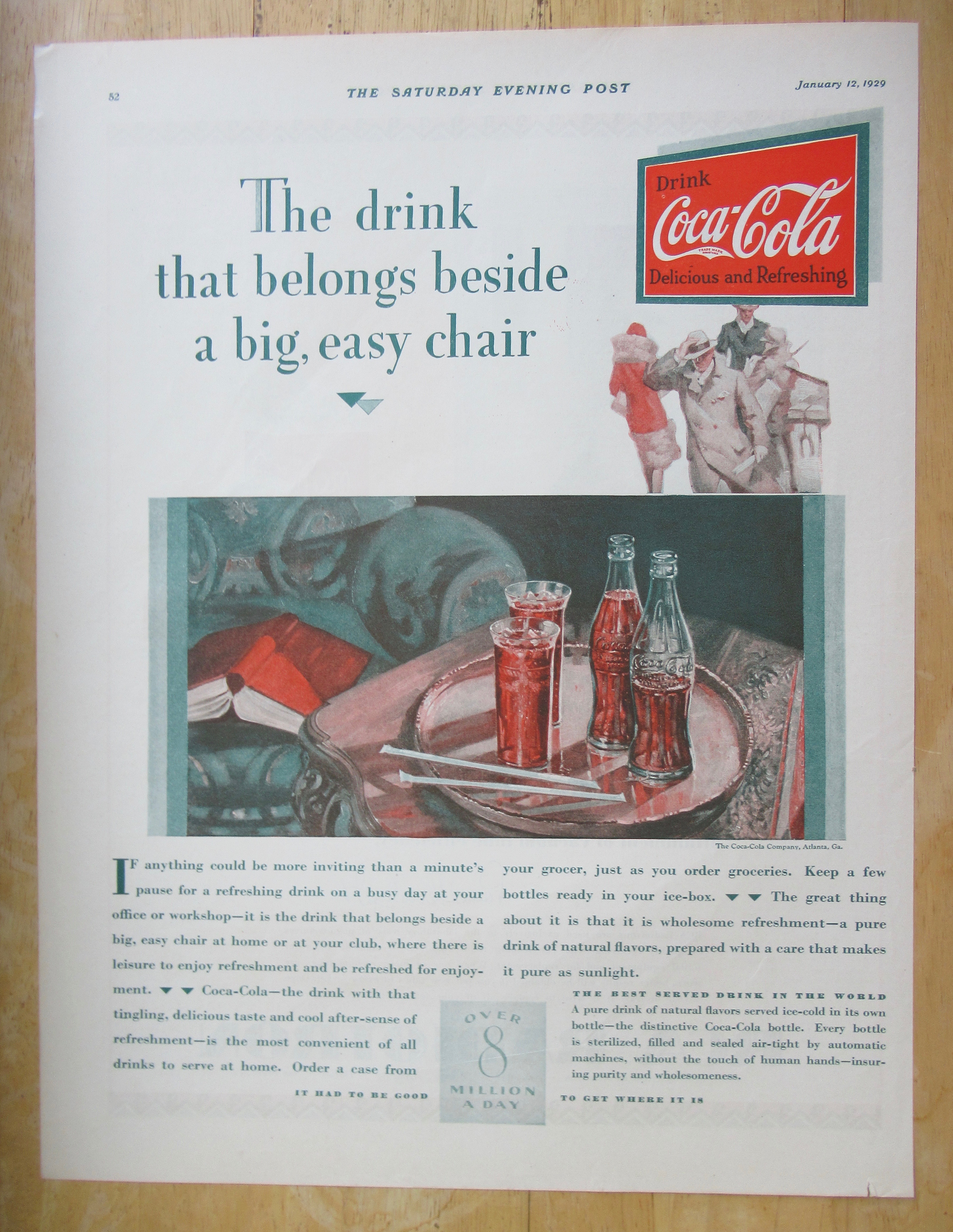 1929 Coca Cola (Coke) with Bottles of Coke with Glasses