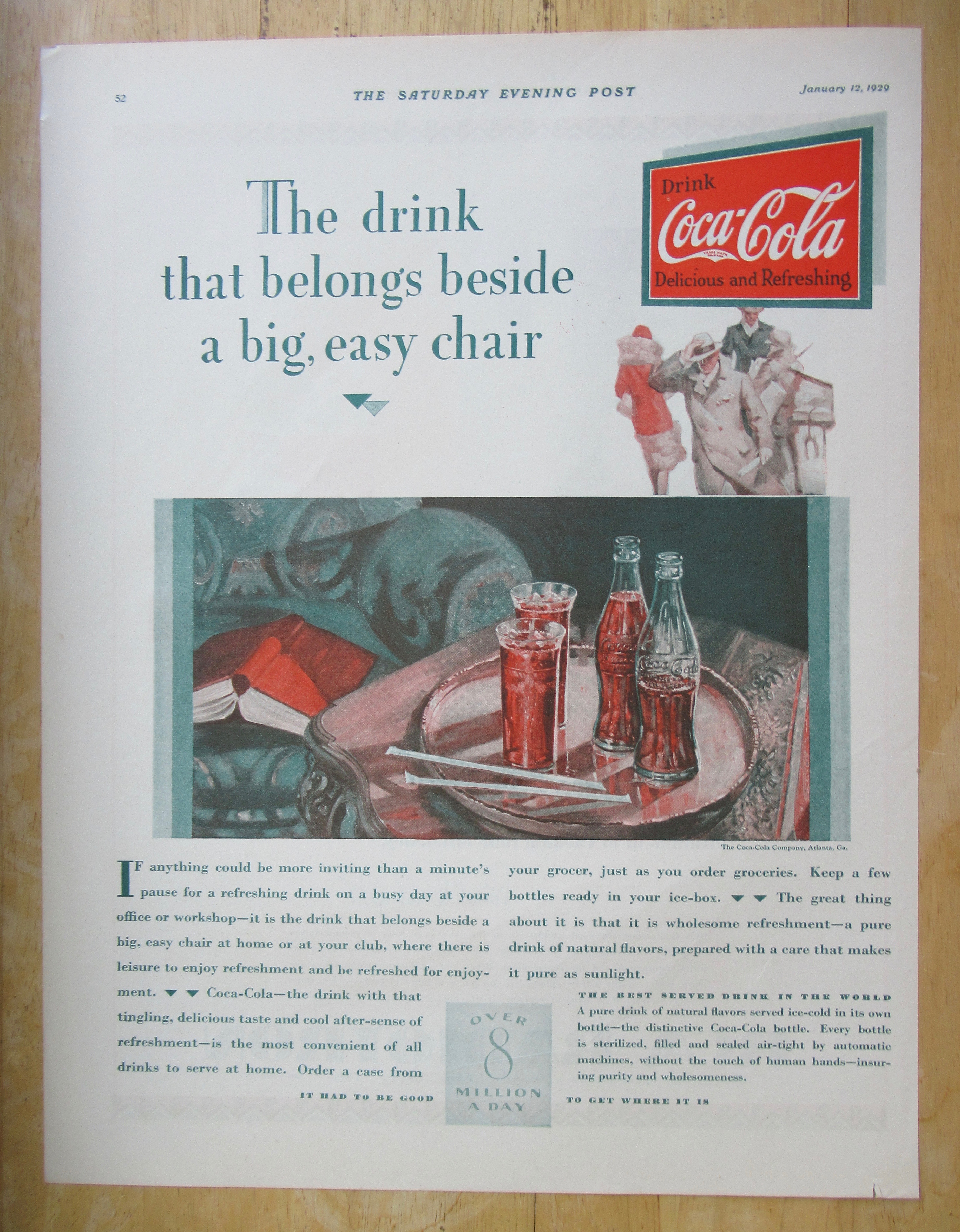 1929 Coca Cola (Coke) with Bottles of Coke with Glasses