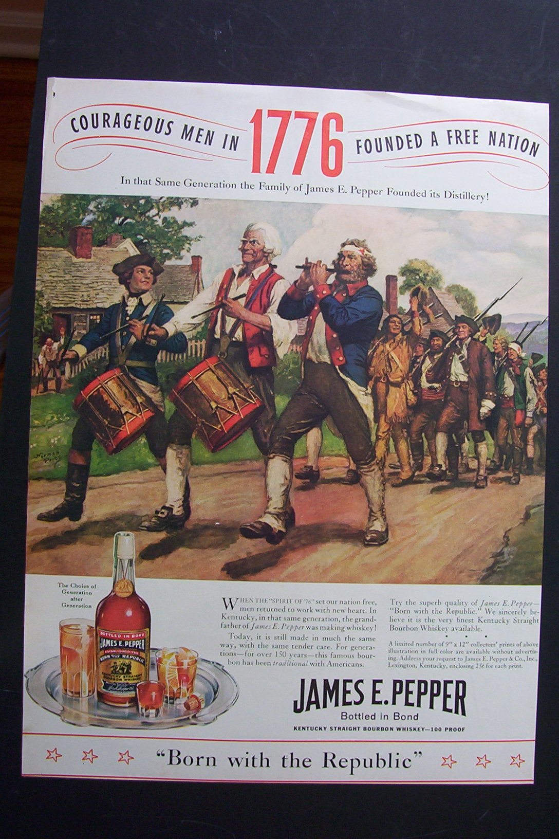 1940 James E. Pepper Whiskey with Bicentennial Scene