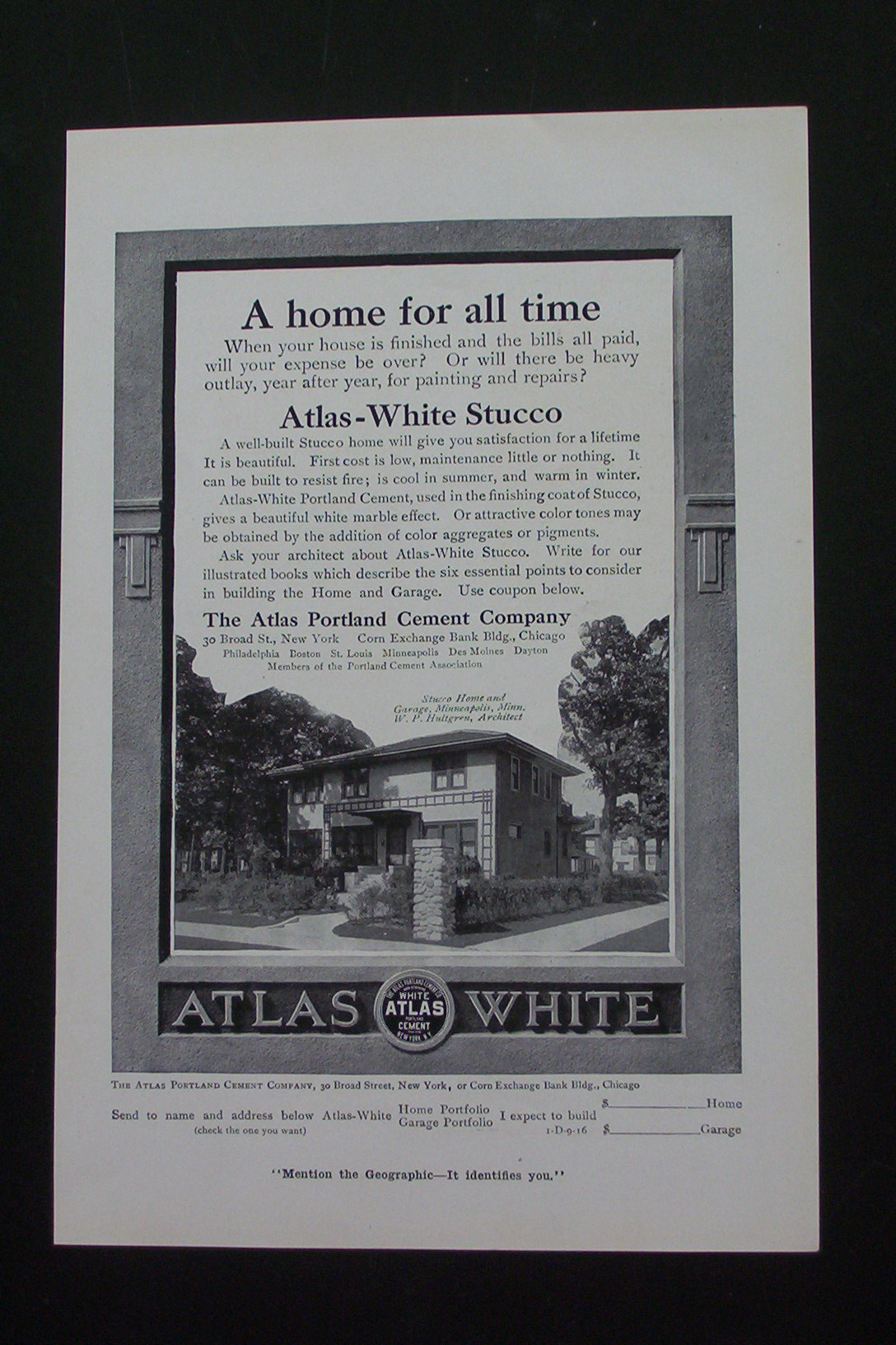 1916 Atlas Portland Cement Company with Stucco House