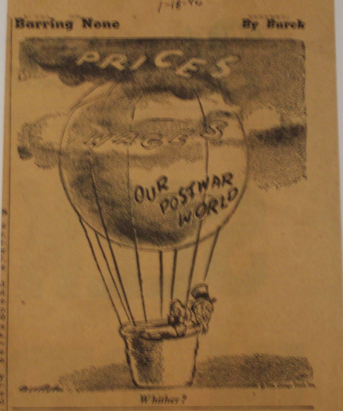 Political Cartoon - January 18, 1946 Post War Prices