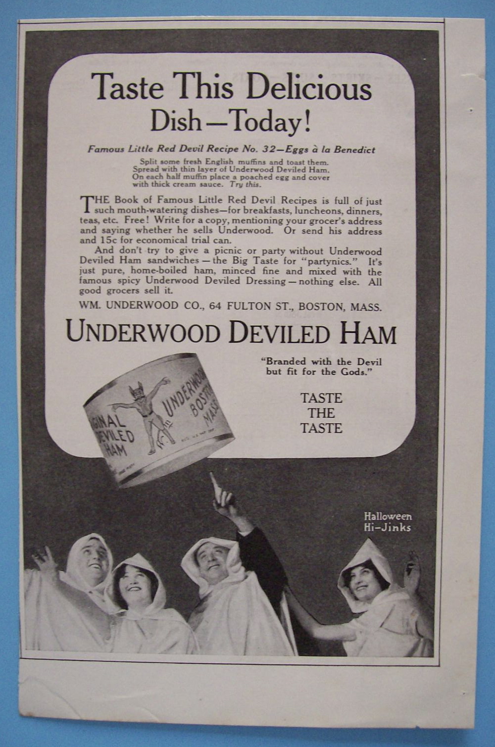 1914 Underwood Deviled Ham w/Halloween Hi-Jinks