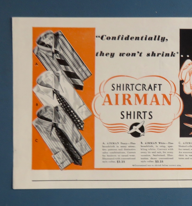 1942 Shirtcraft Airman Shirts with Woman Wearing Uniform Shirt & Hat By George Petty