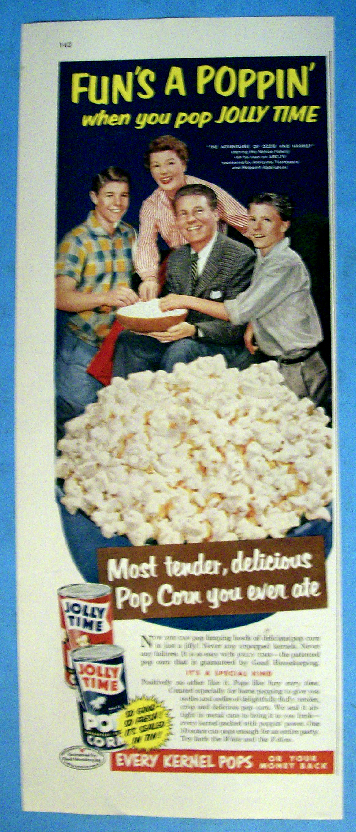 Vintage Ad: 1954 Jolly Time Popcorn w/The Nelson Family