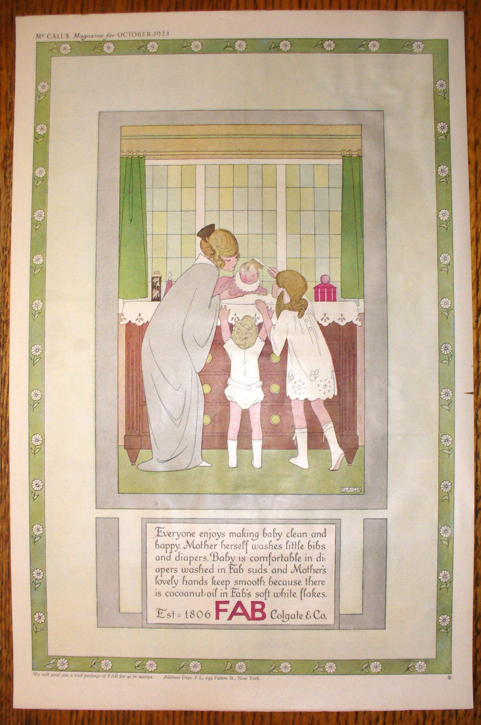 1923 Fab with Woman & 2 Children By Saida