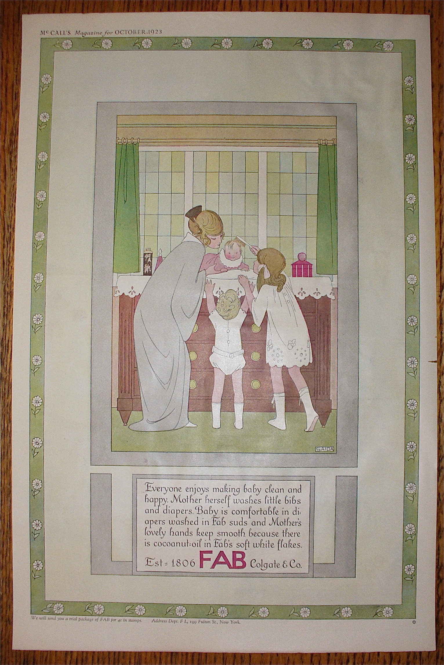 1923 Fab with Woman & 2 Children By Saida